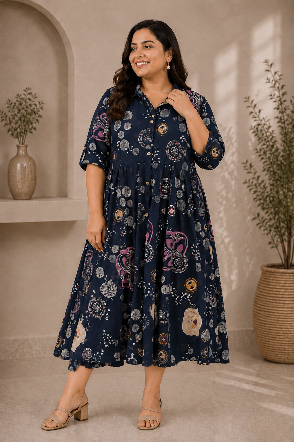 Midnight Bloom Flared Dress