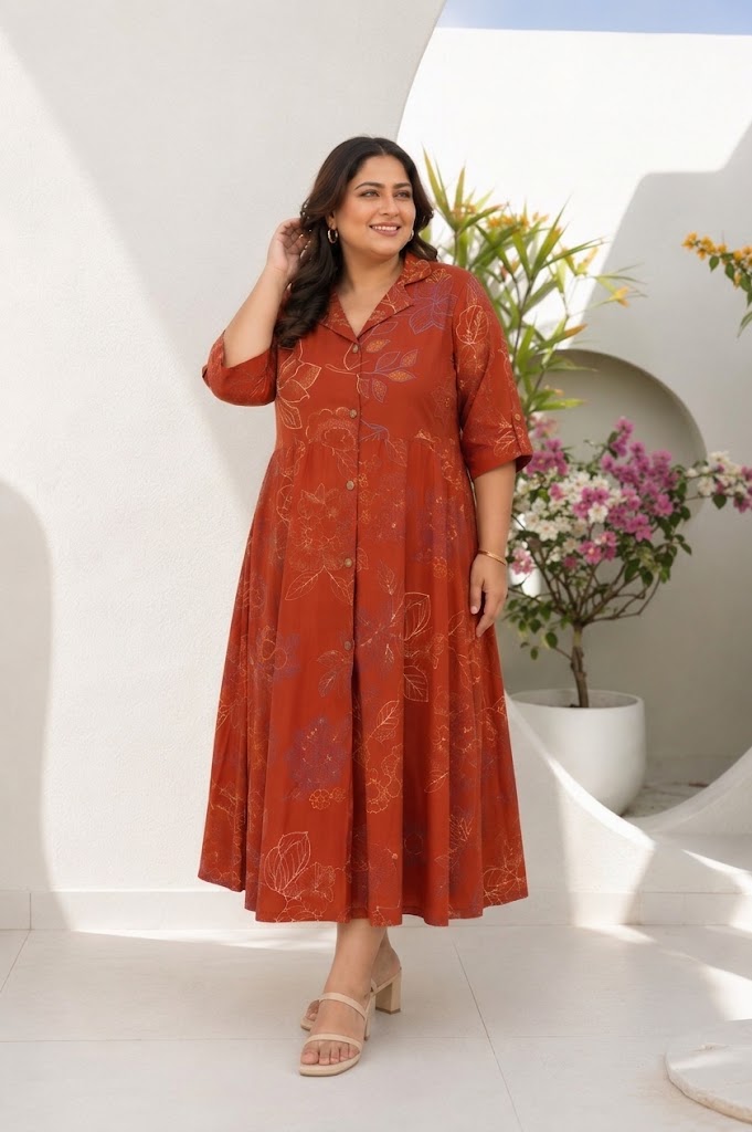 Red Floral Grace Flared Dress