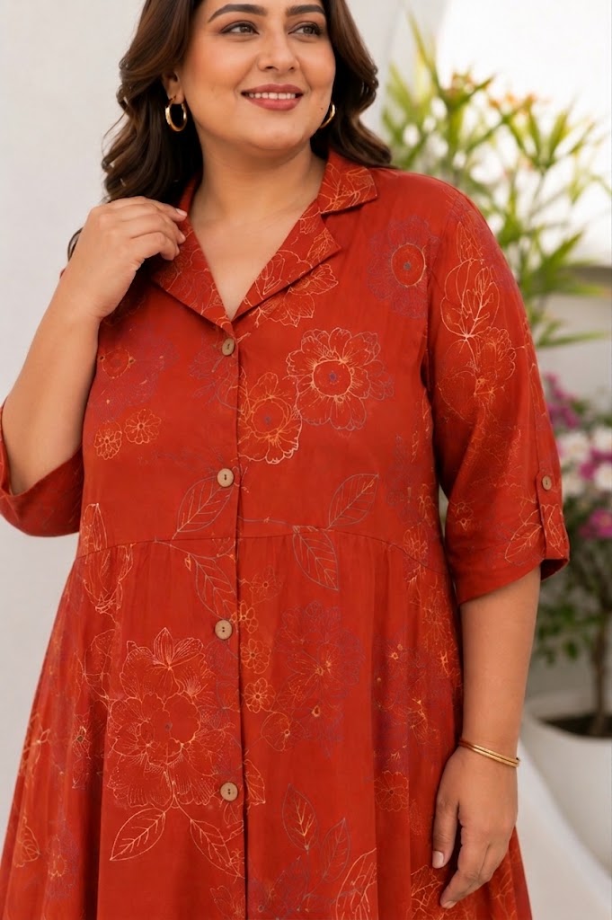 Red Floral Grace Flared Dress