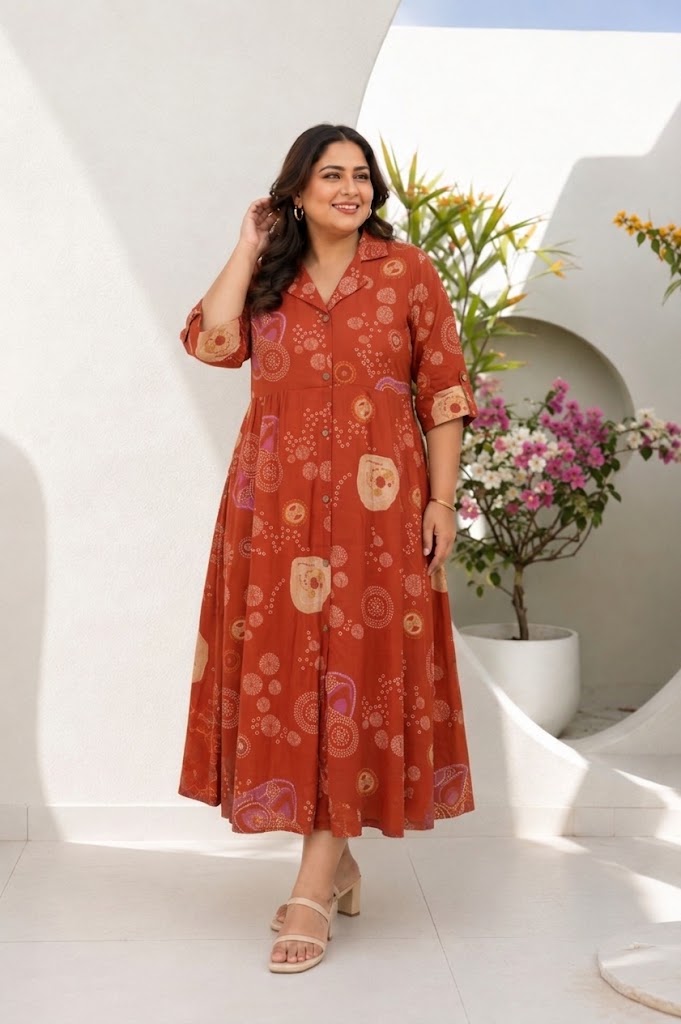 Maroon Bandhani Bloom Shirt Dress