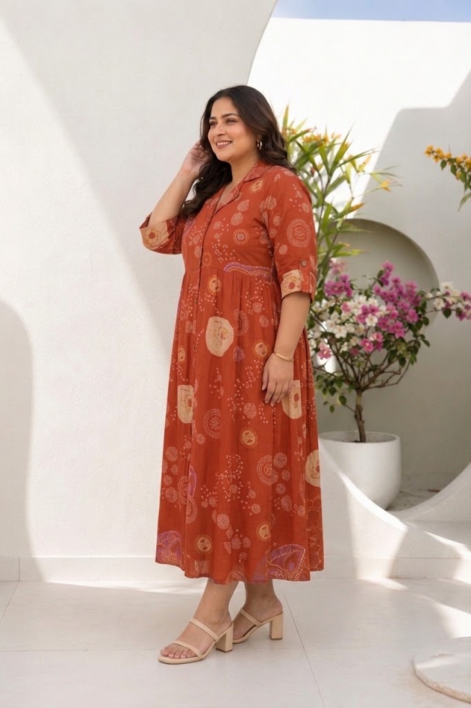 Maroon Bandhani Bloom Shirt Dress