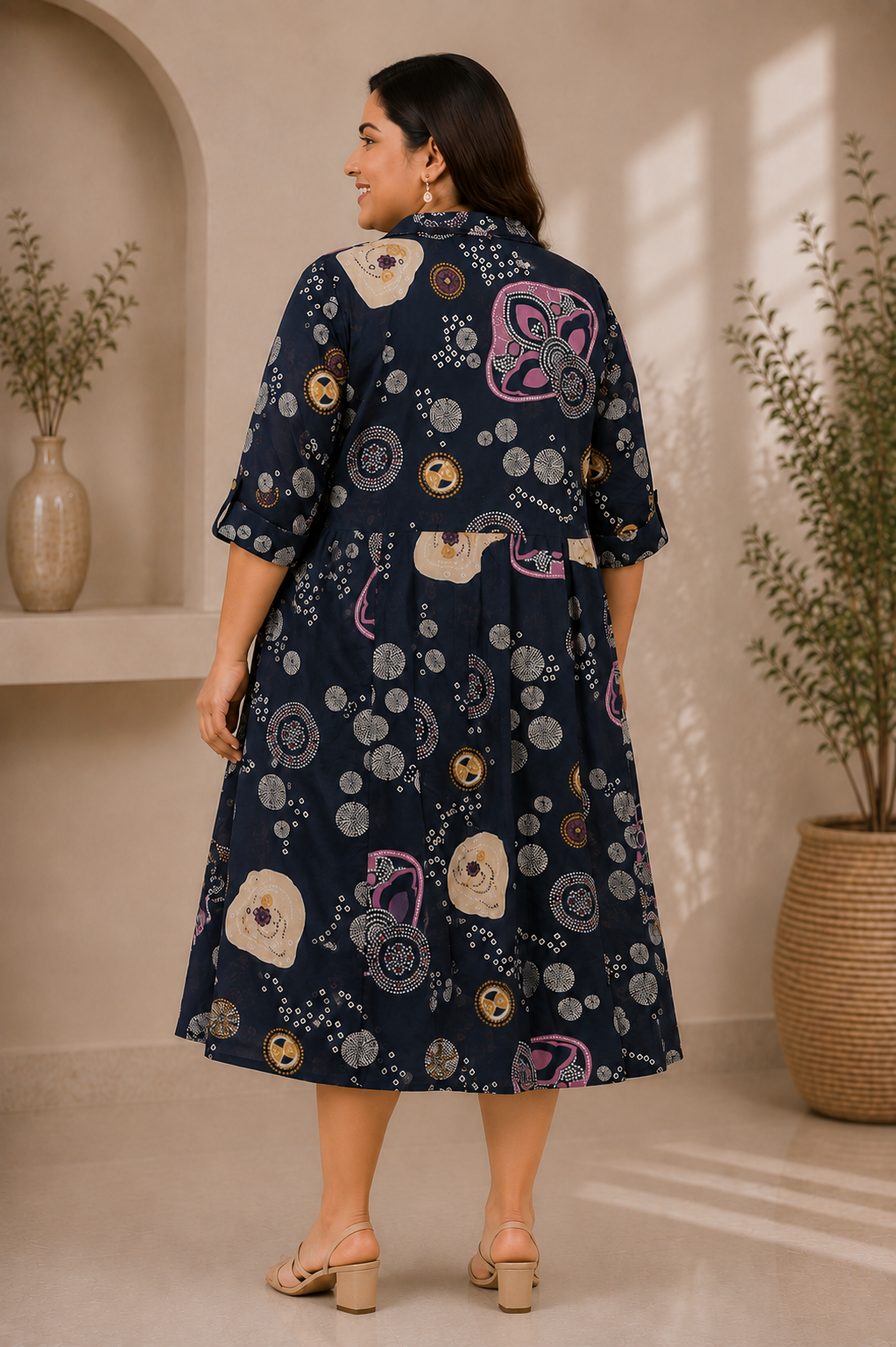 Midnight Bloom Flared Dress