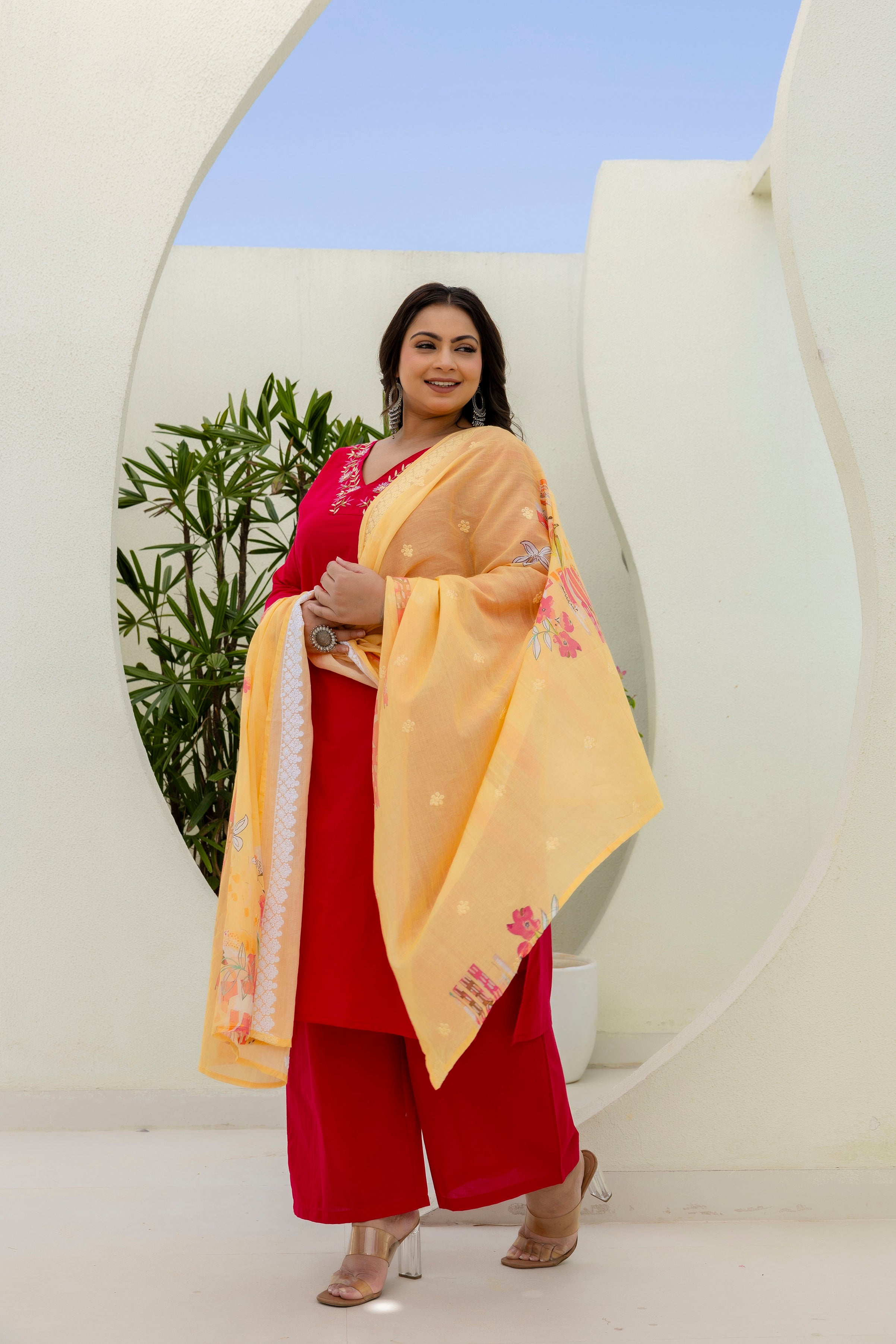 Elegant Plus Size Floral Kurta Set