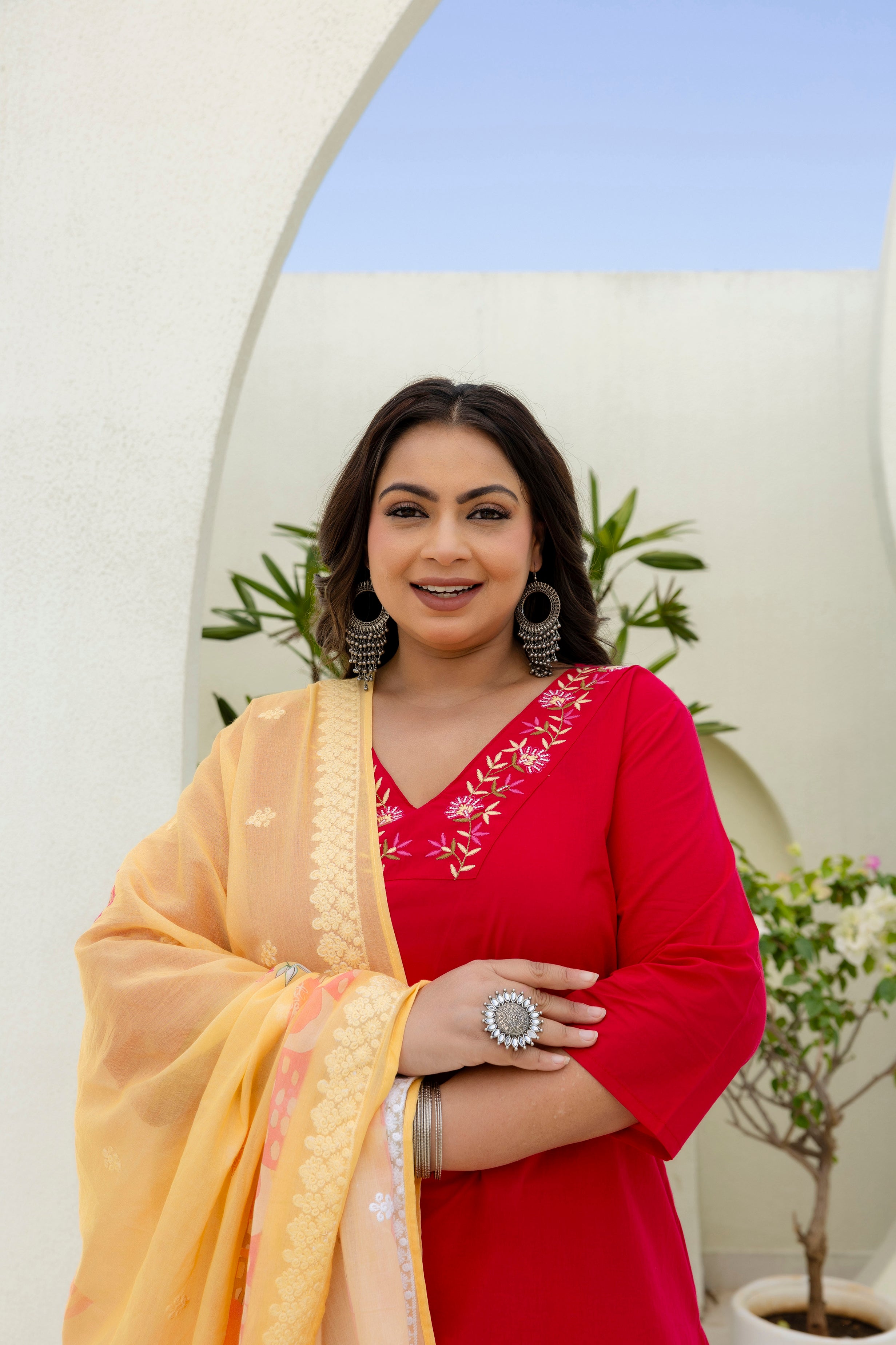 Elegant Plus Size Floral Kurta Set