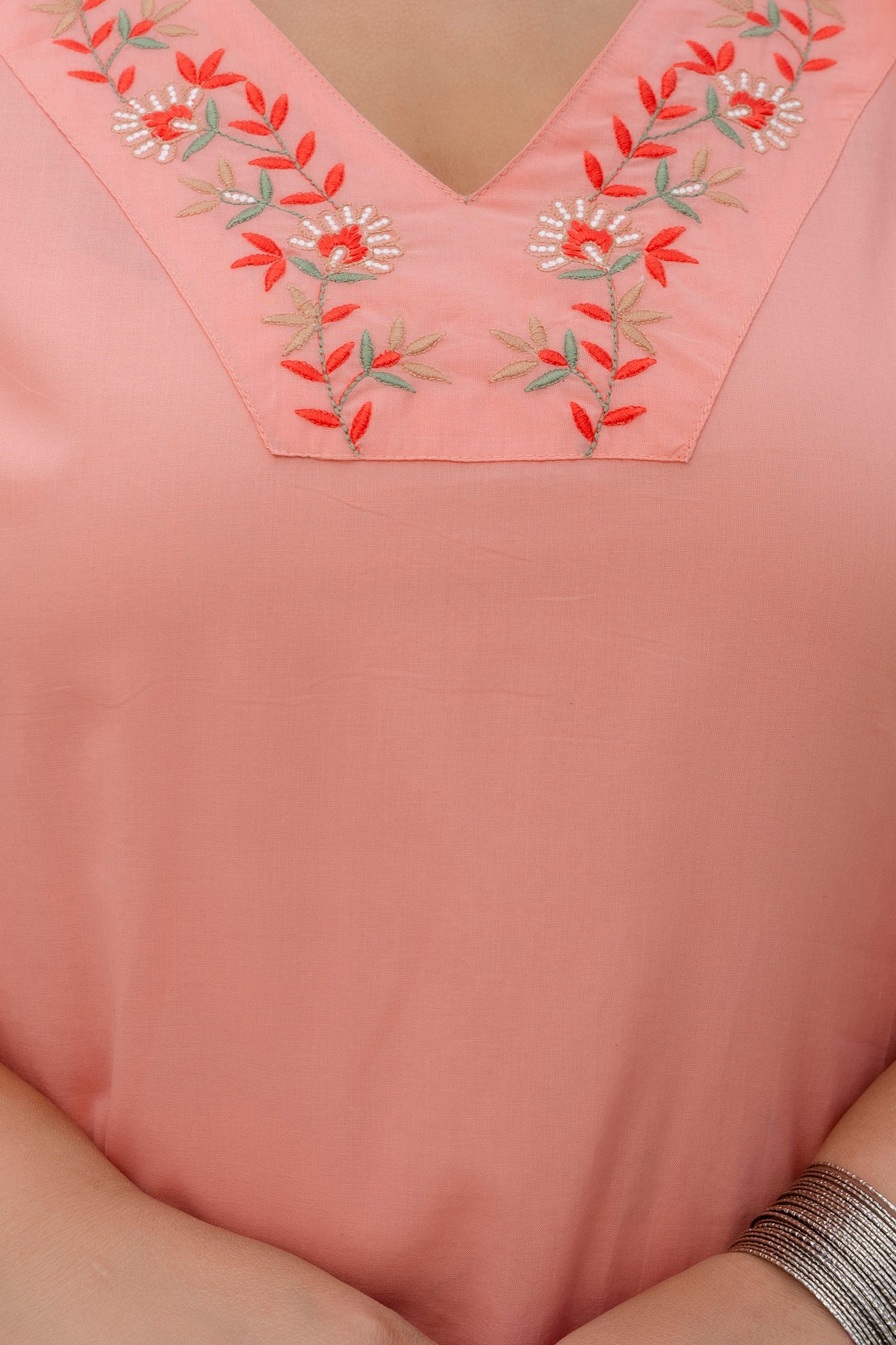 Light Orange Peach Kurta Set with Dupatta