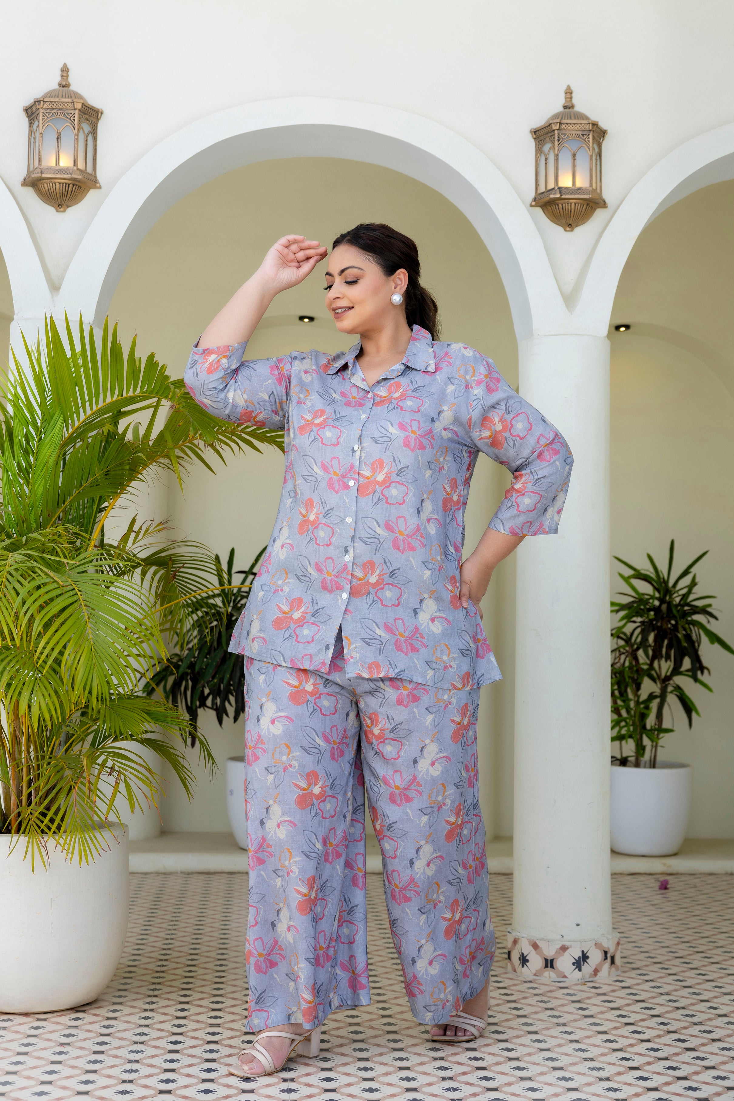 Grey Bloom Relaxed Set