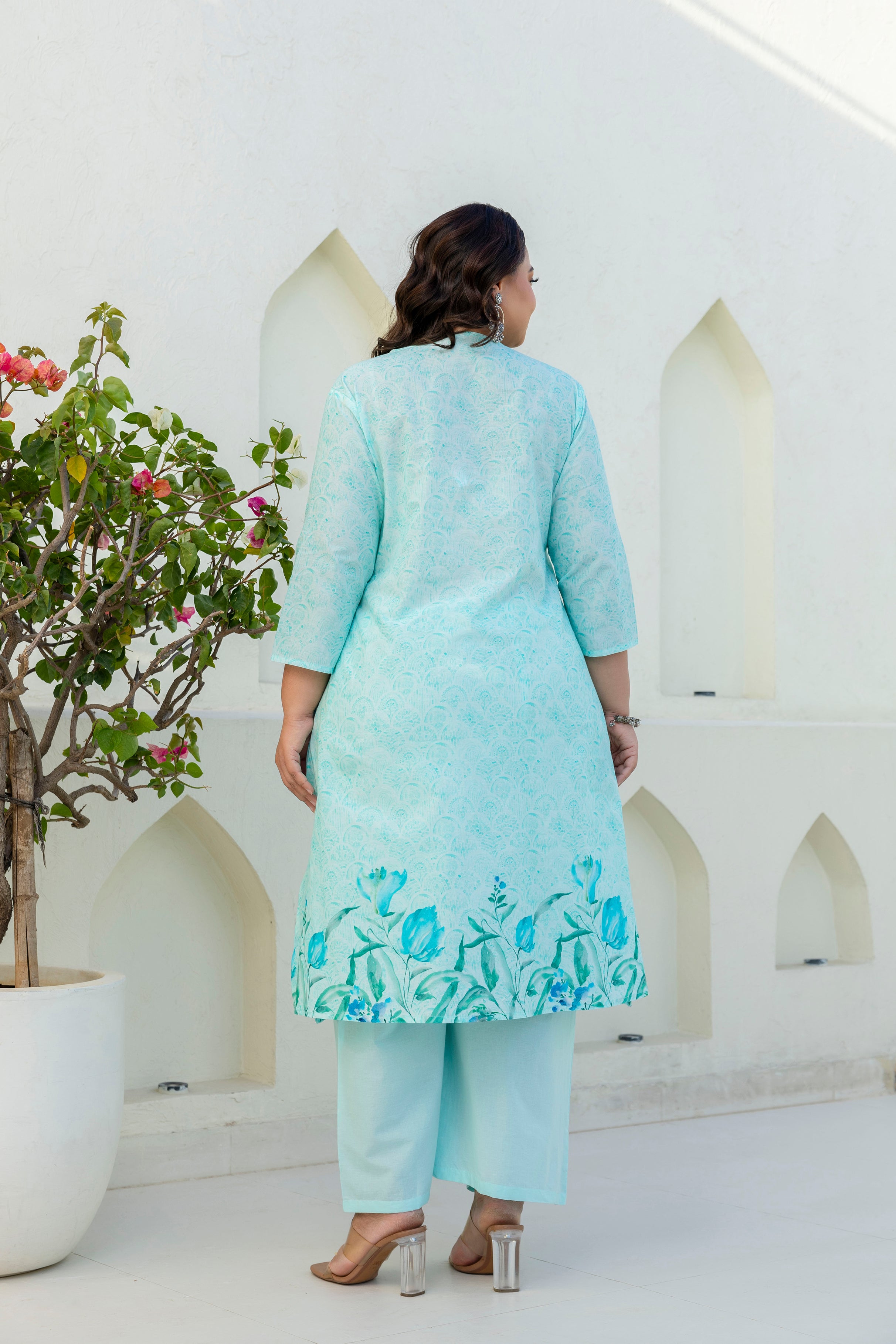 Aqua Blue Kurta Palazzo Set