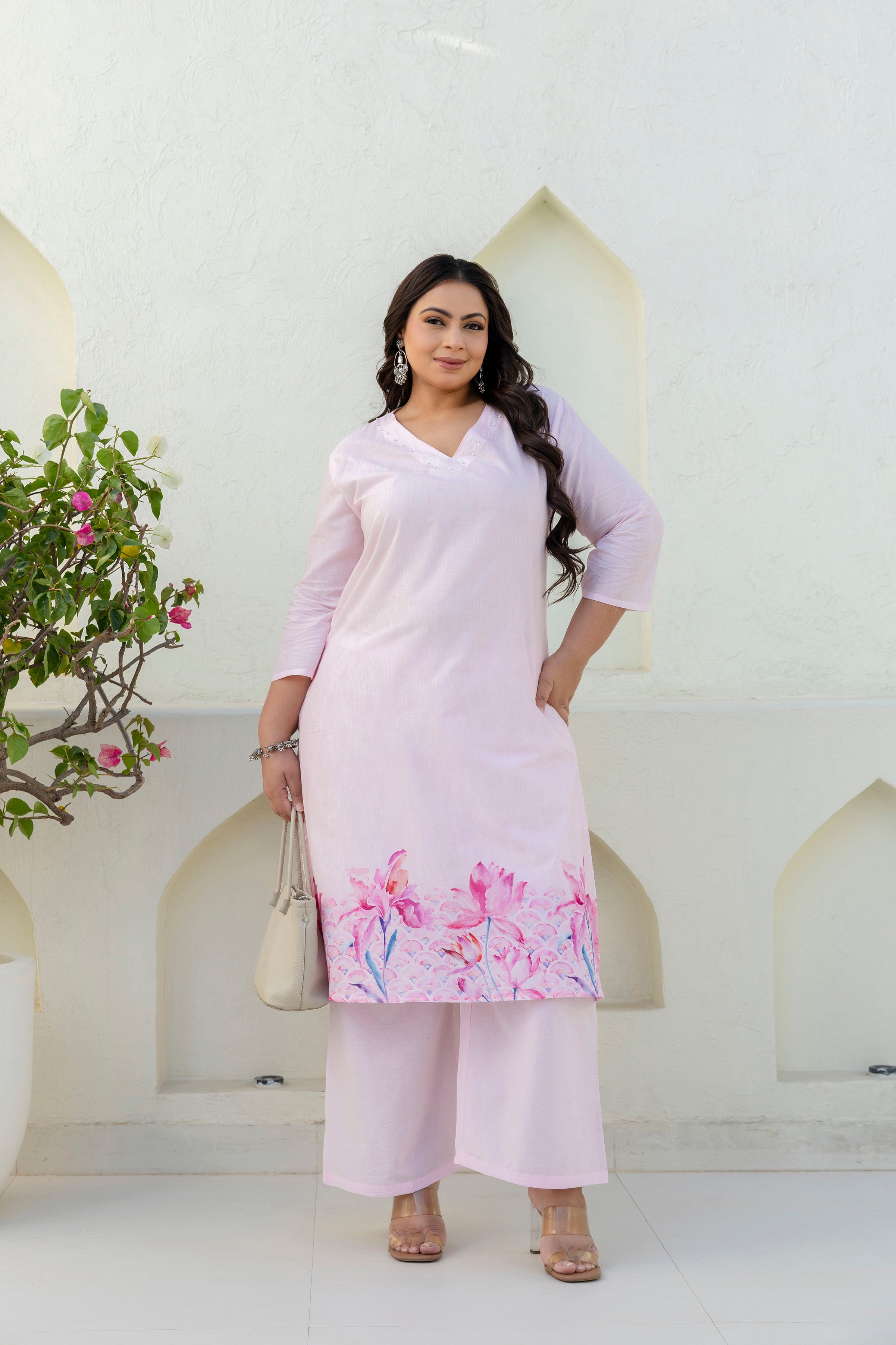 Light Pink Kurta Palazzo Set