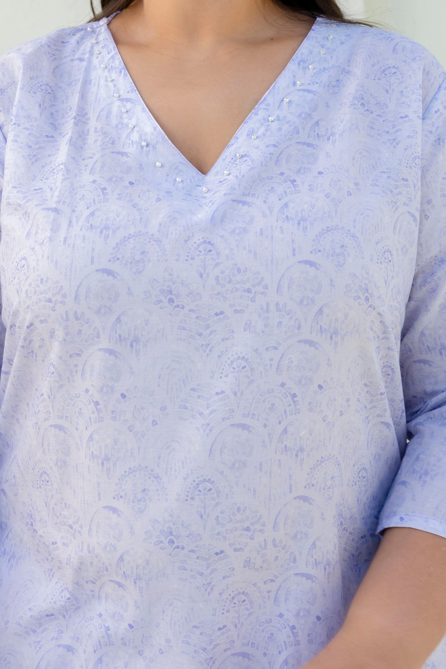 Lavender Floral Kurta Palazzo Set