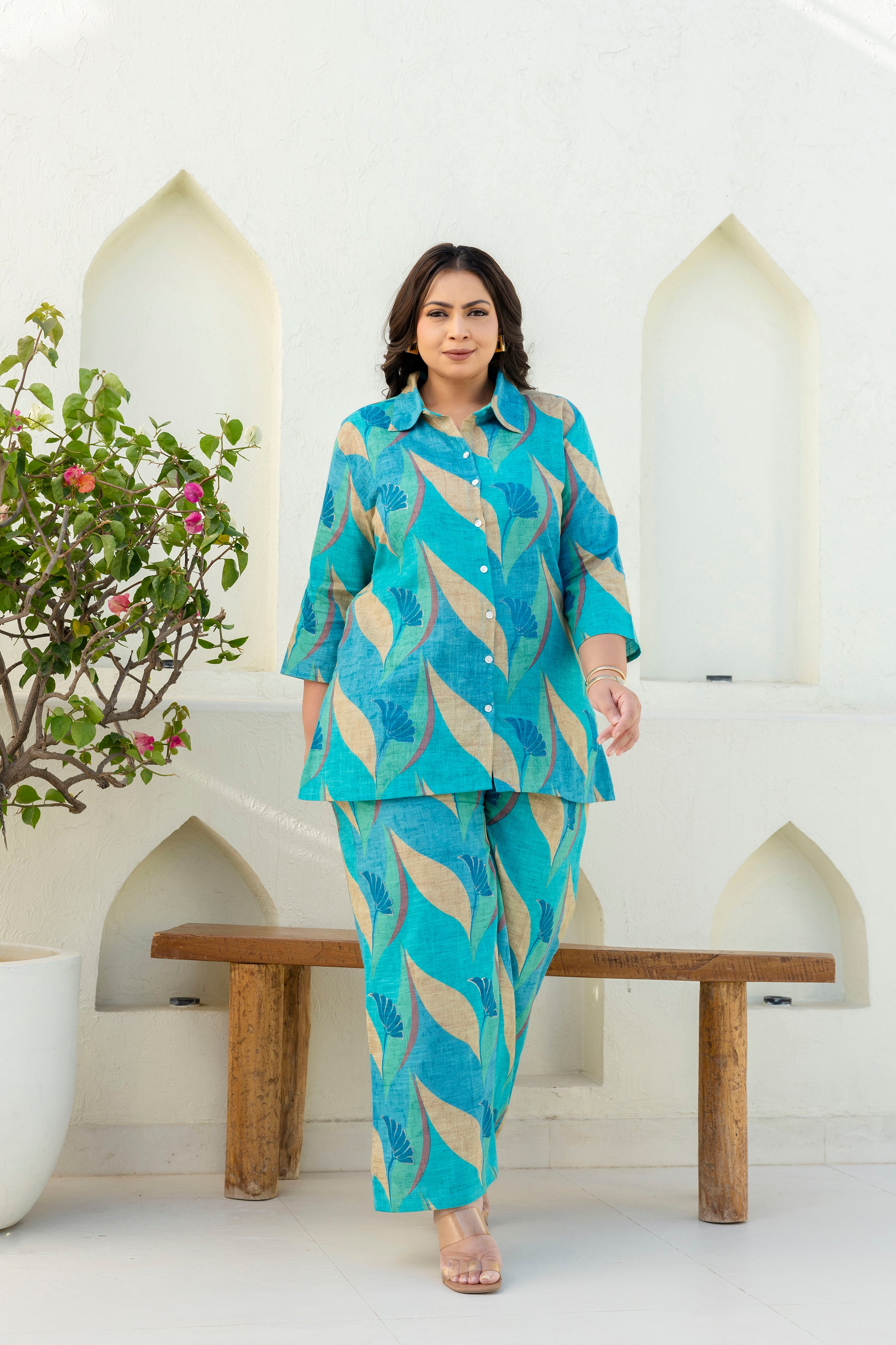 Teal Leaf Coord Set