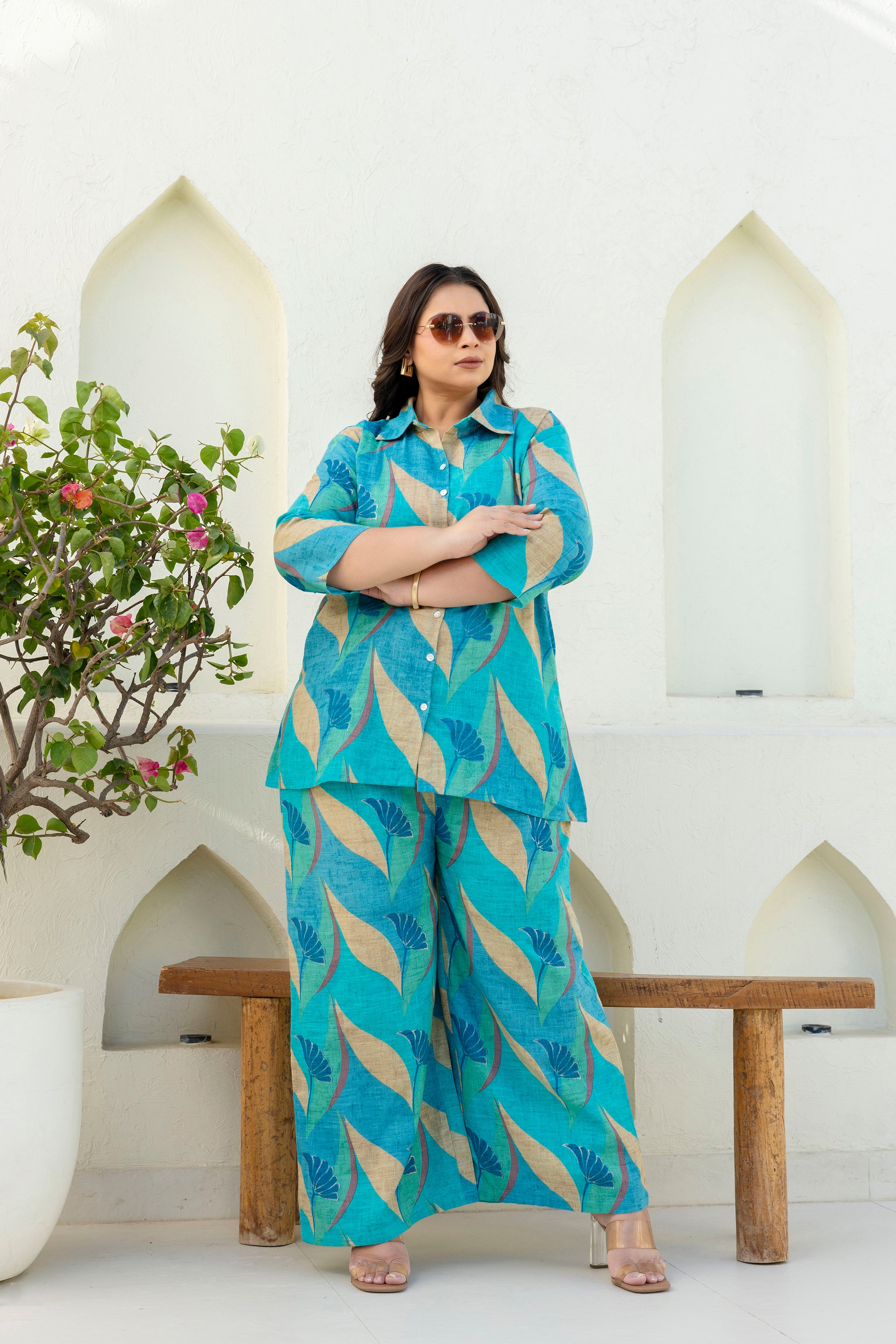 Teal Leaf Coord Set
