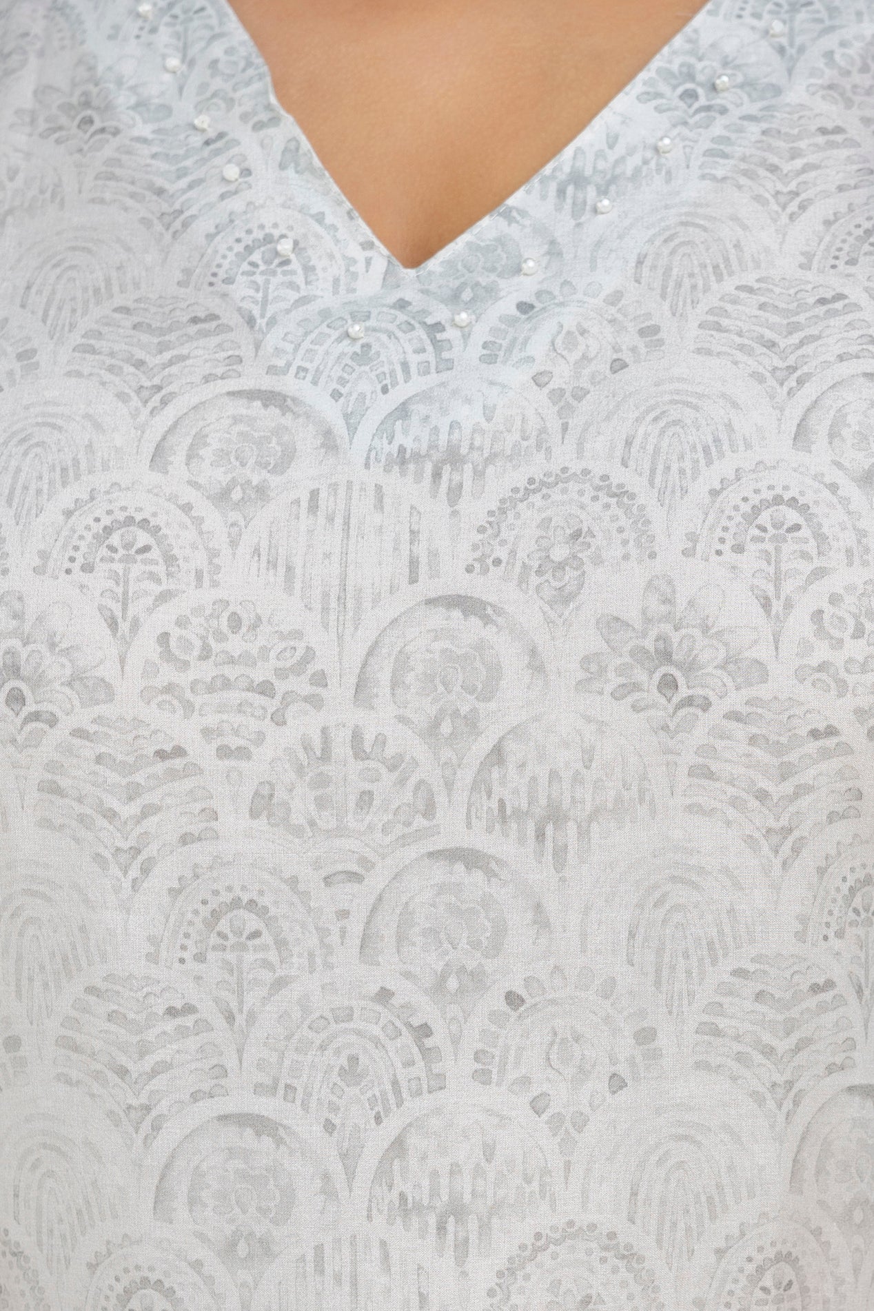 Grey Floral Kurta Palazzo Set