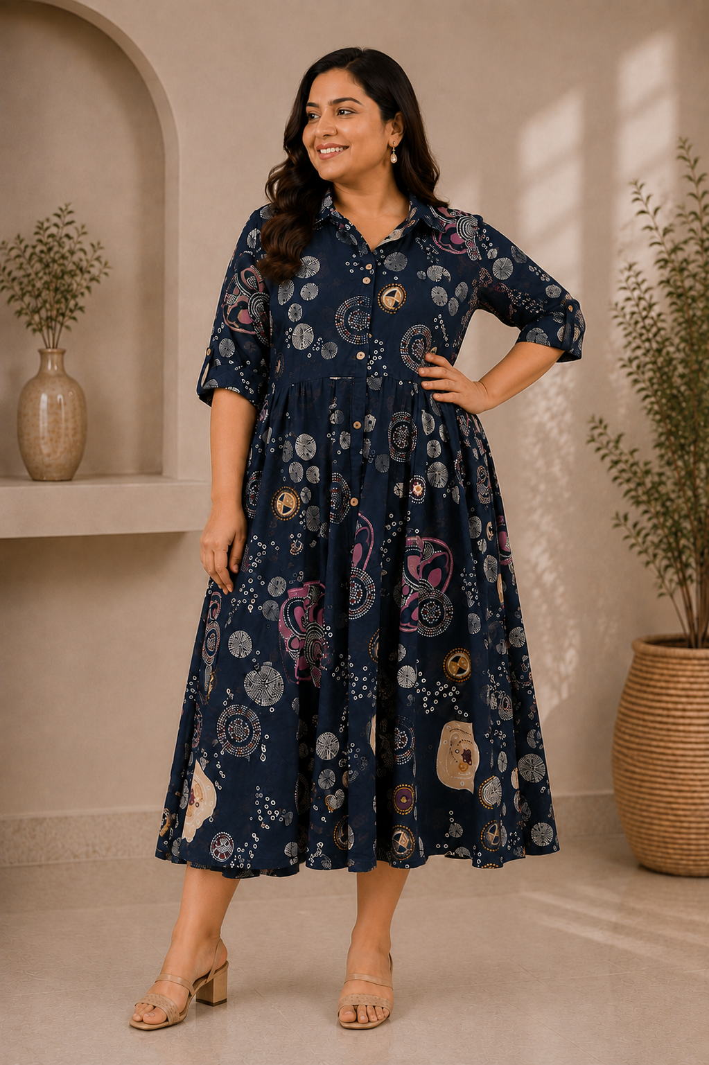 Midnight Bloom Flared Dress