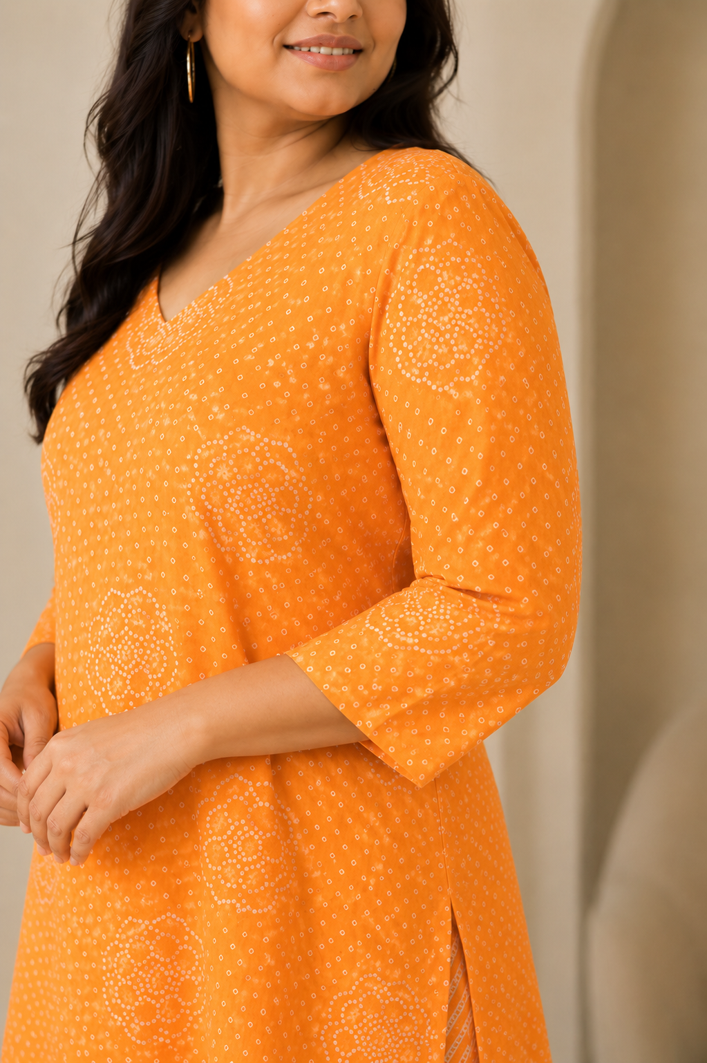 Orange Bandhani Grace Kurta Palazzo Set