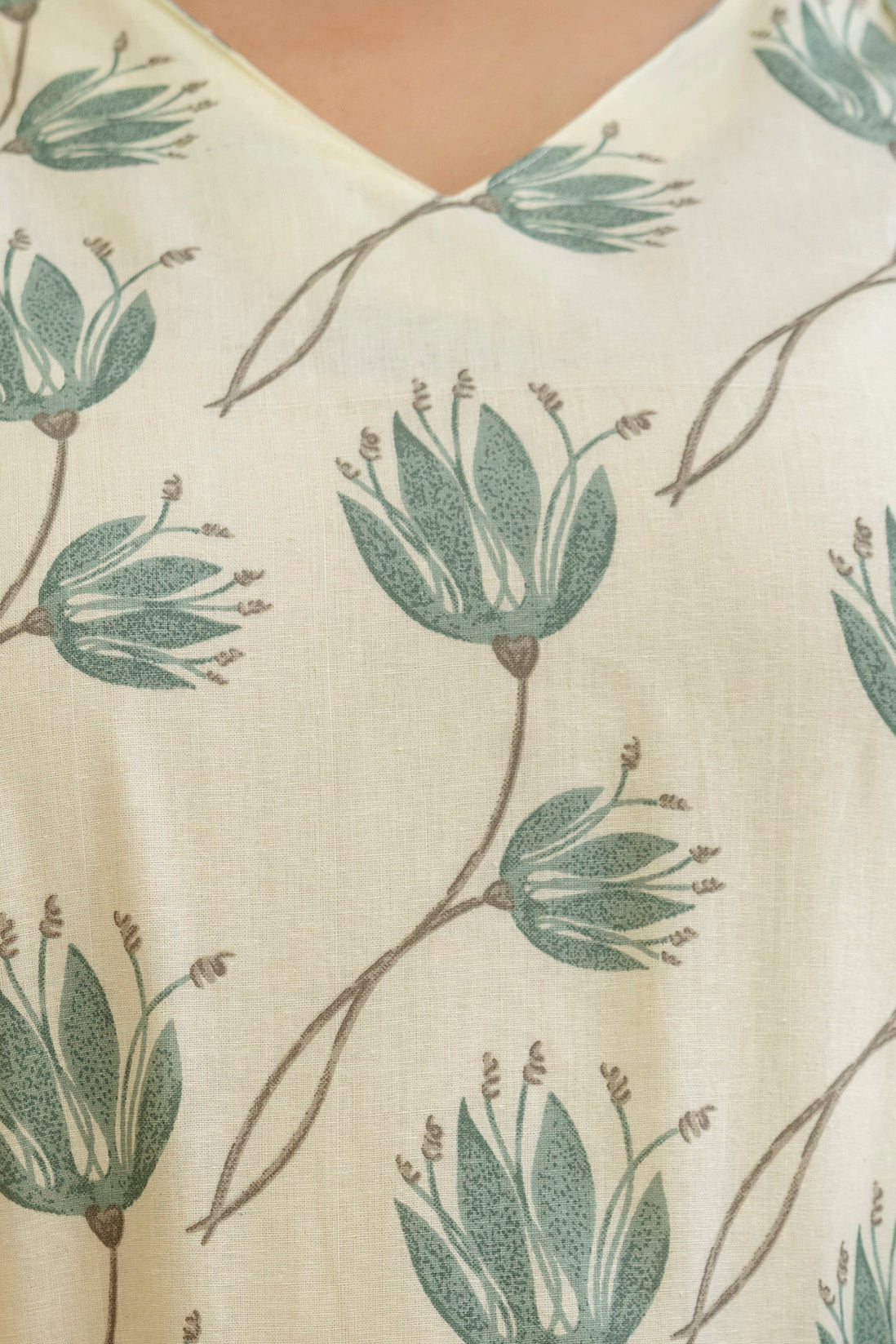 Sage Green Printed Cotton Kurta Set with Dupatta