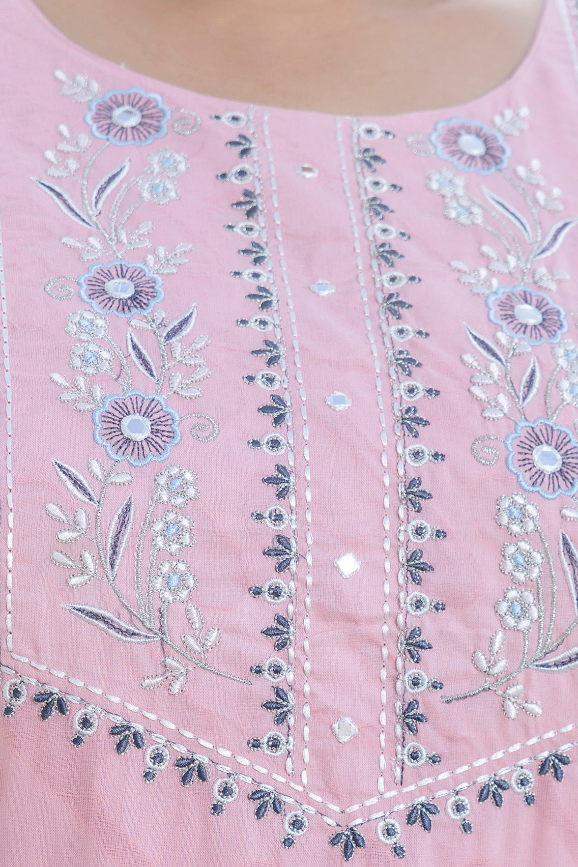 Dusty Pink Jacquard Slub Cotton Kurti