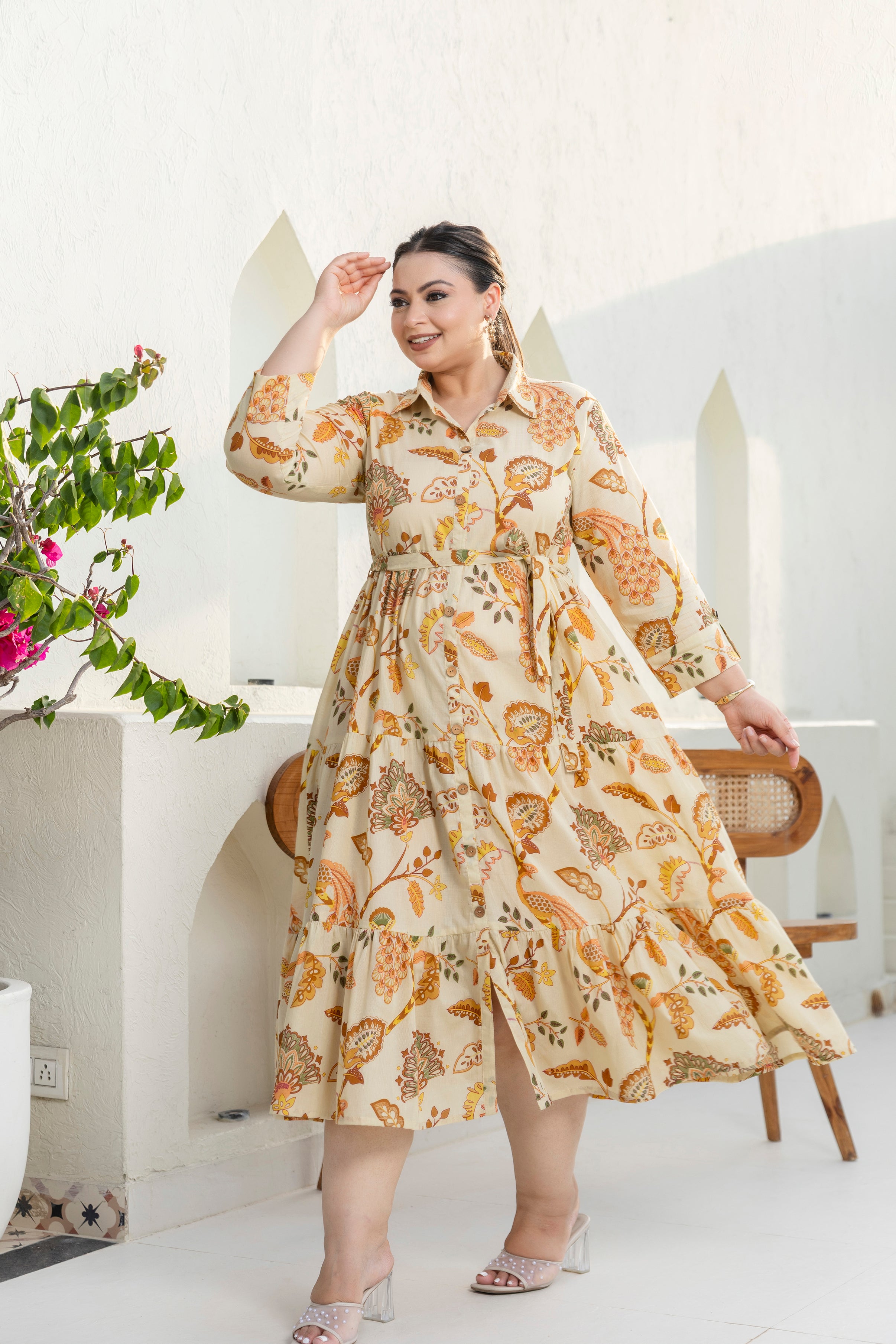 Autumn Bloom Shirt Dress