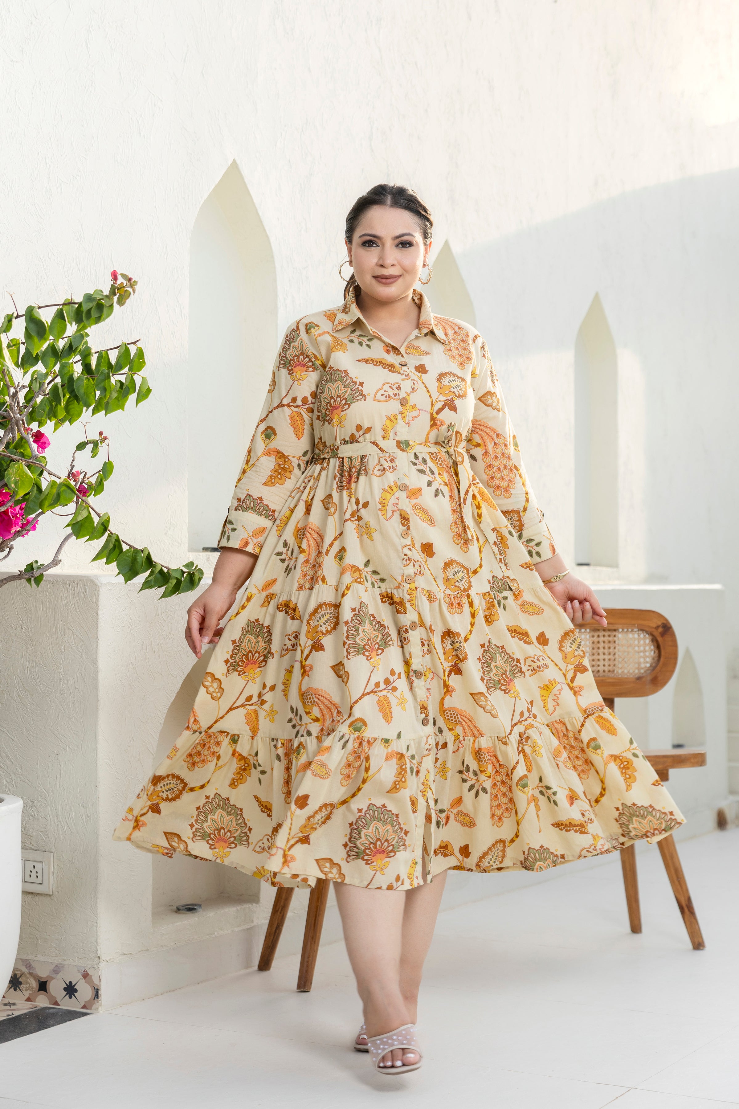 Autumn Bloom Shirt Dress