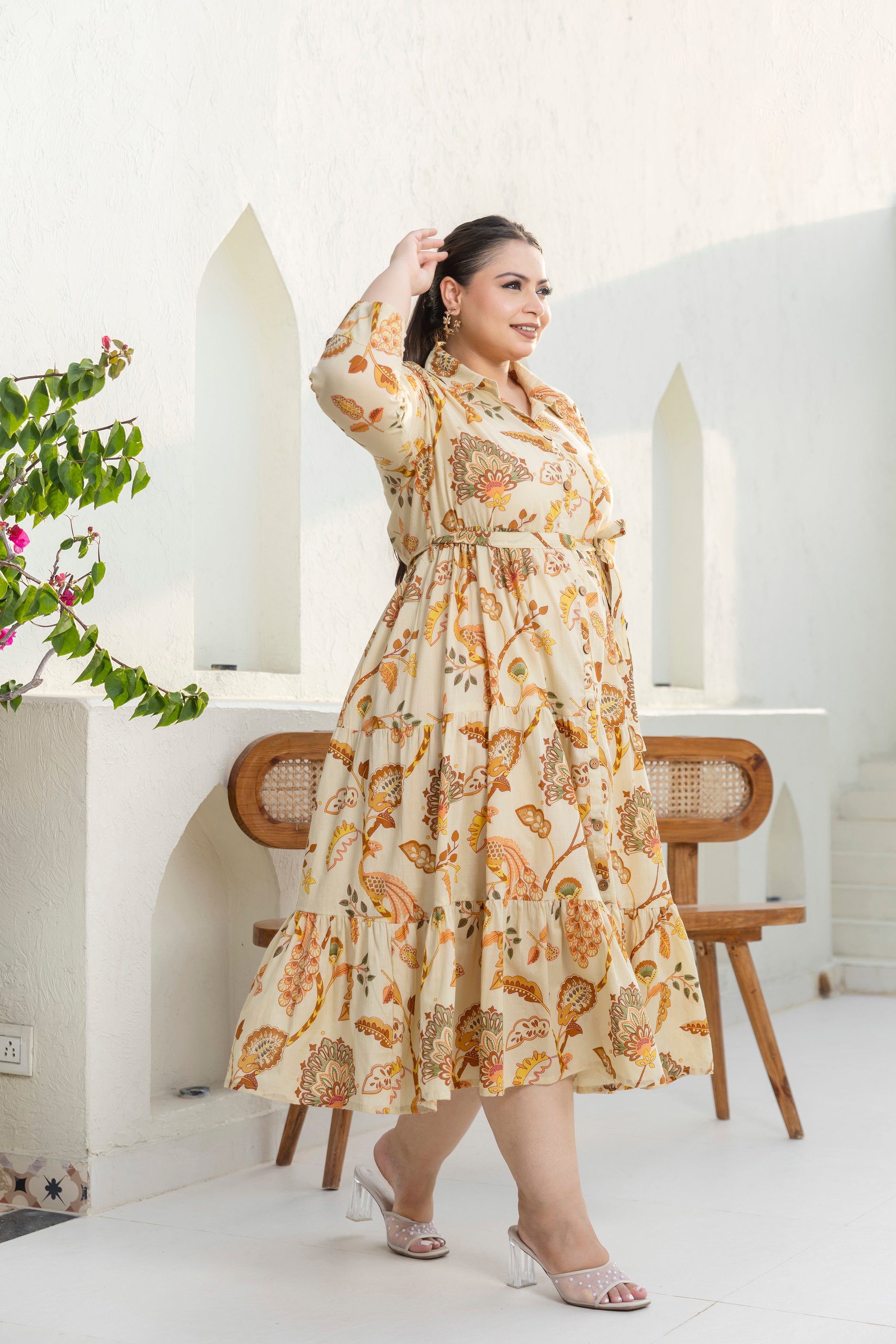 Autumn Bloom Shirt Dress