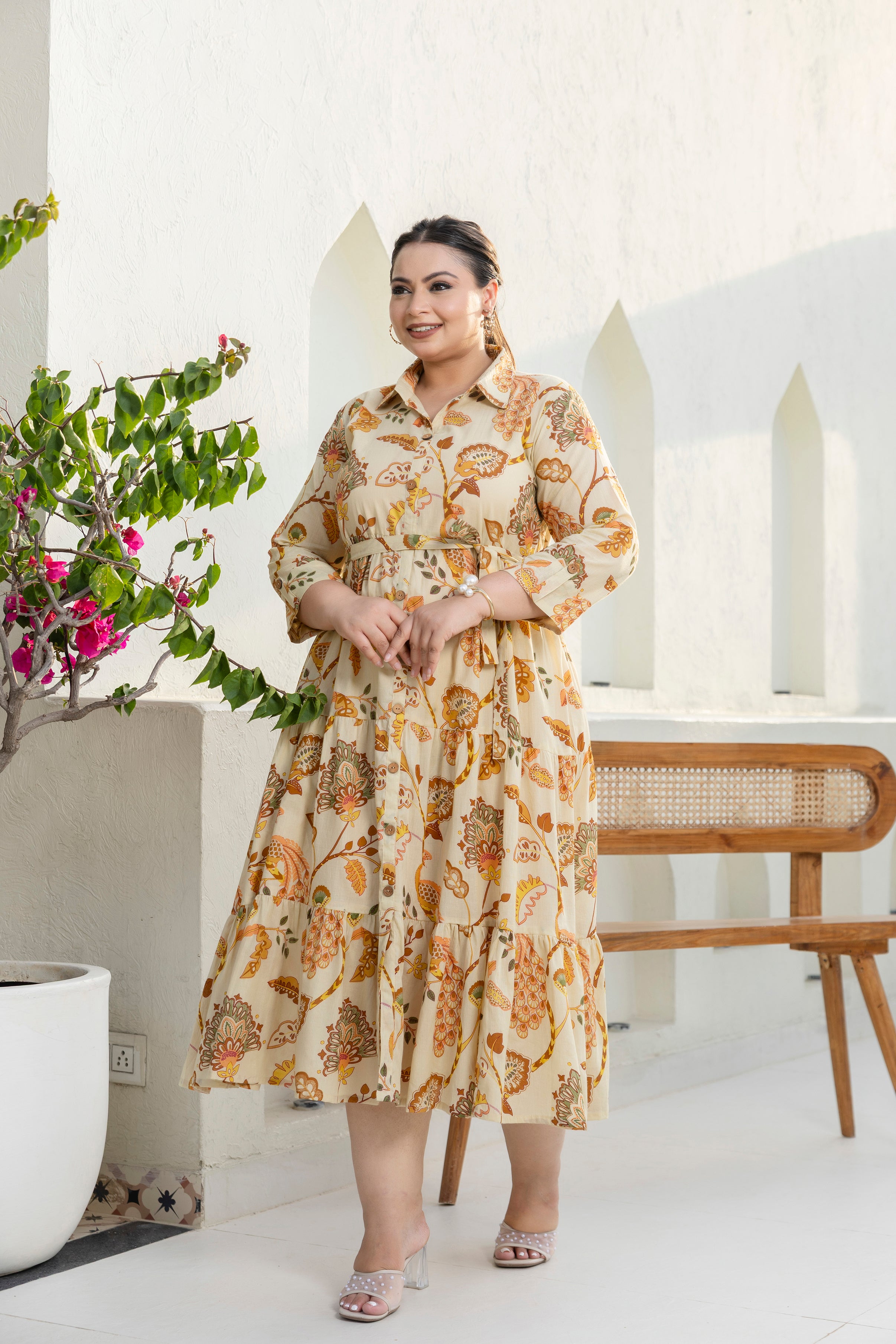 Autumn Bloom Shirt Dress