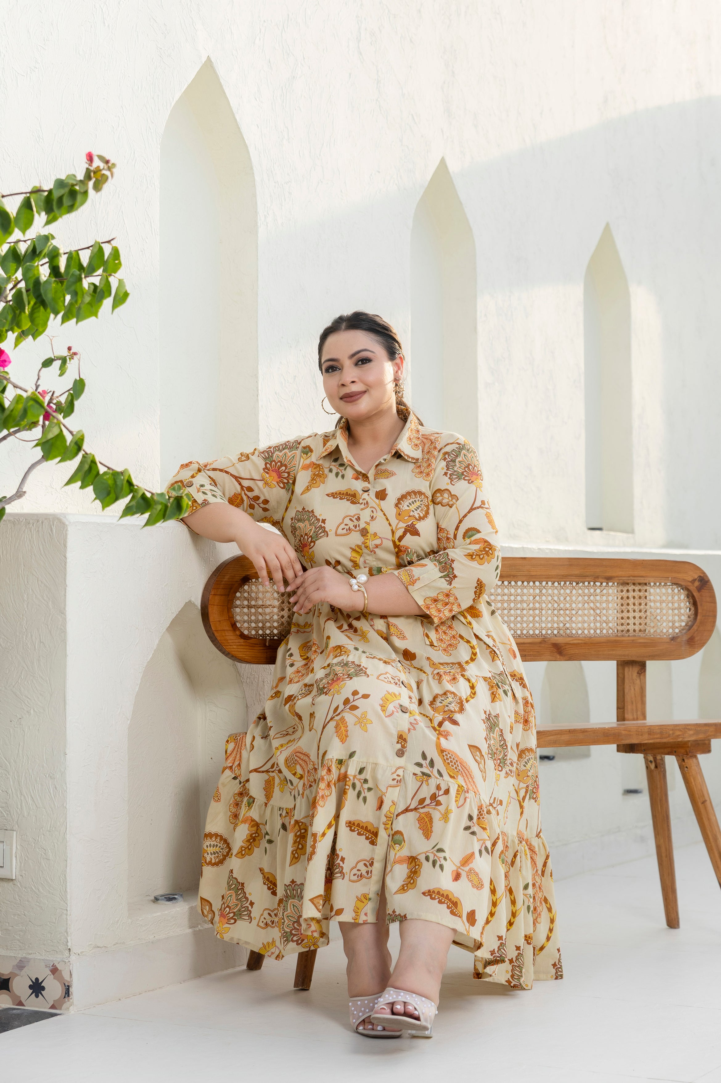 Autumn Bloom Shirt Dress