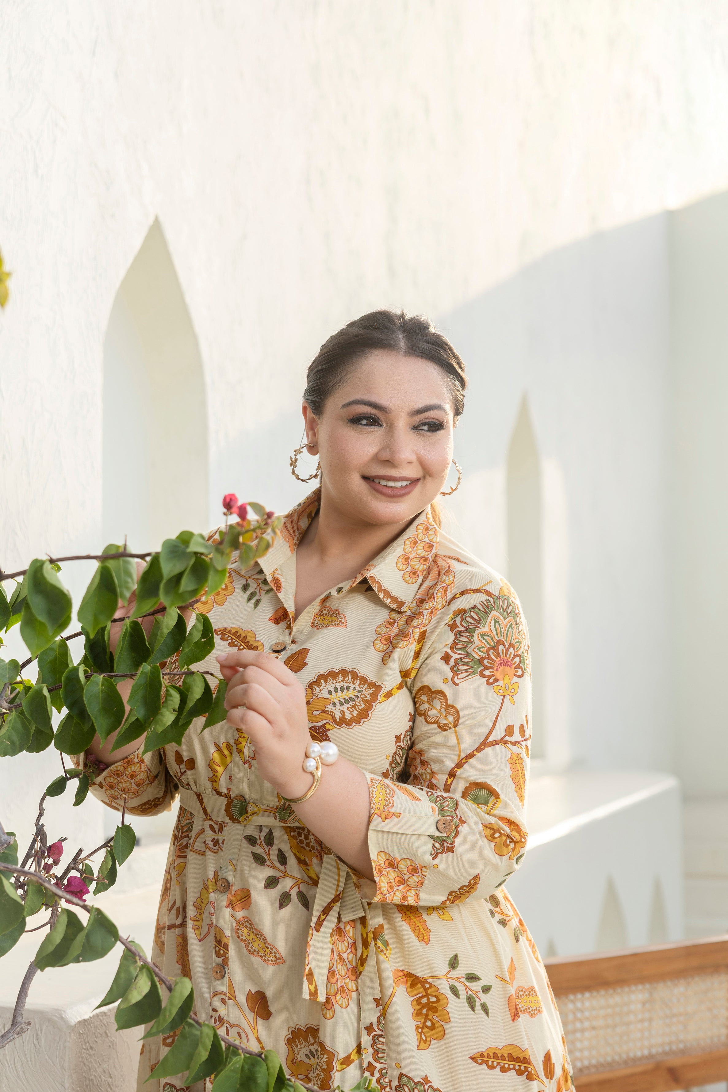 Autumn Bloom Shirt Dress