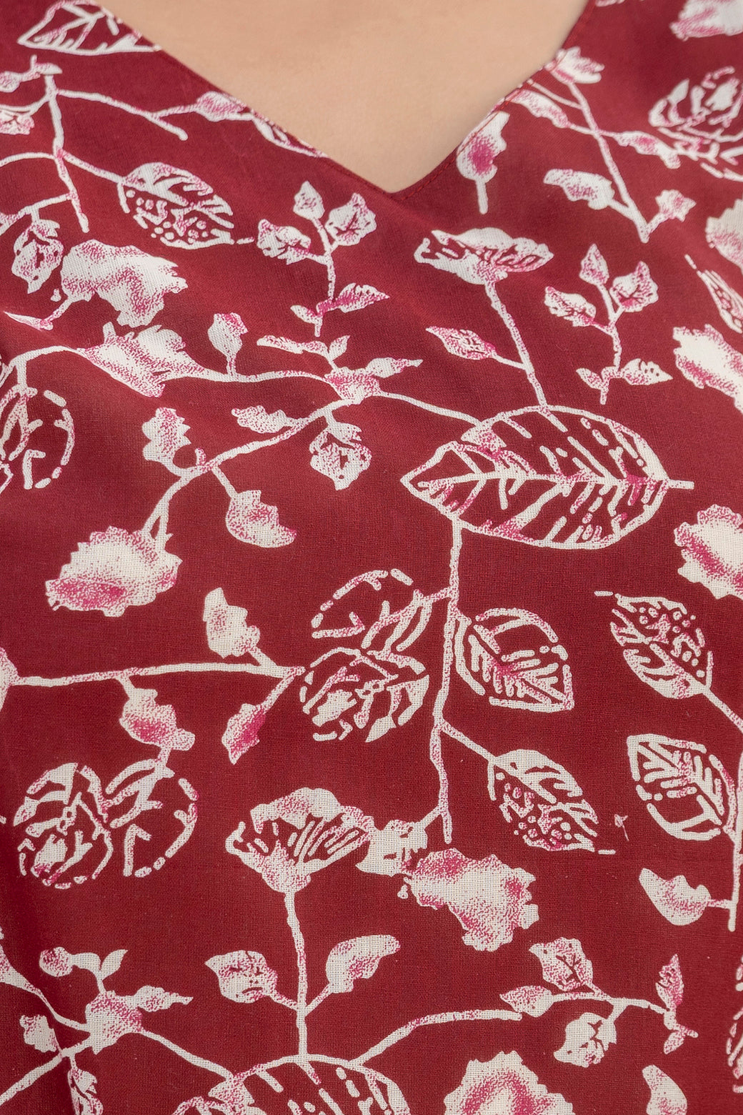 Maroon Cotton Kurta Set with Dupatta