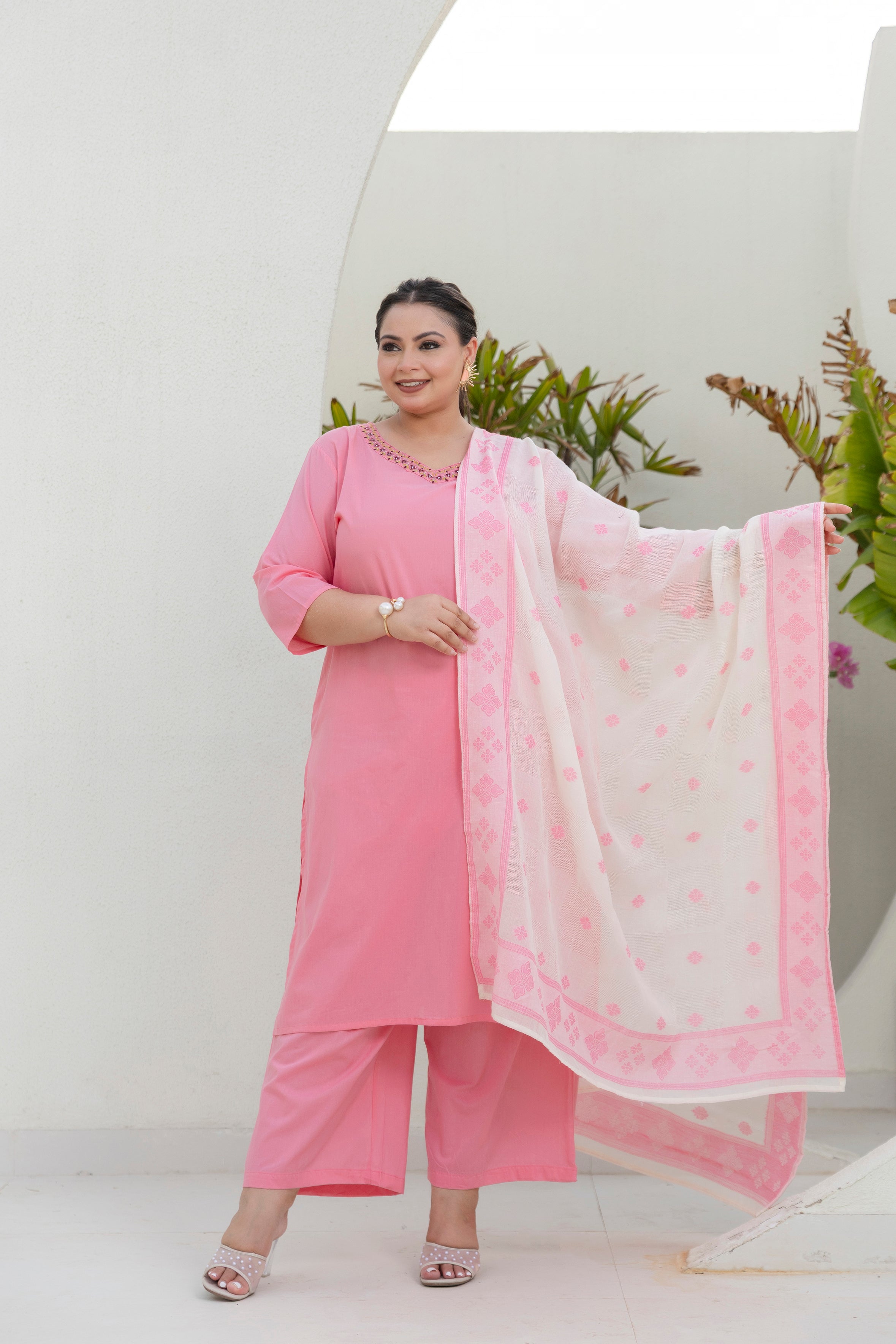 Baby Pink Blossom Kurta Set