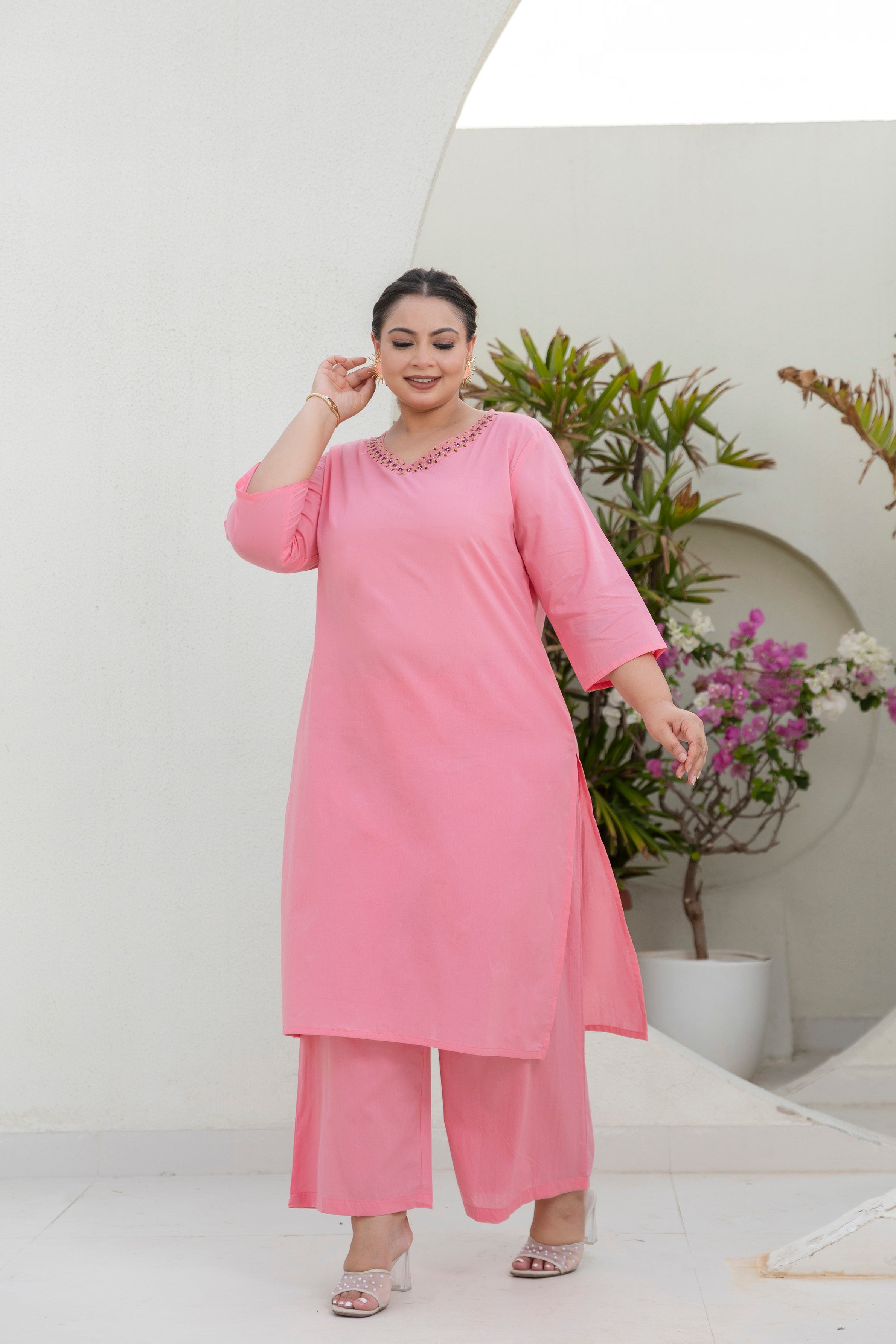 Baby Pink Blossom Kurta Set