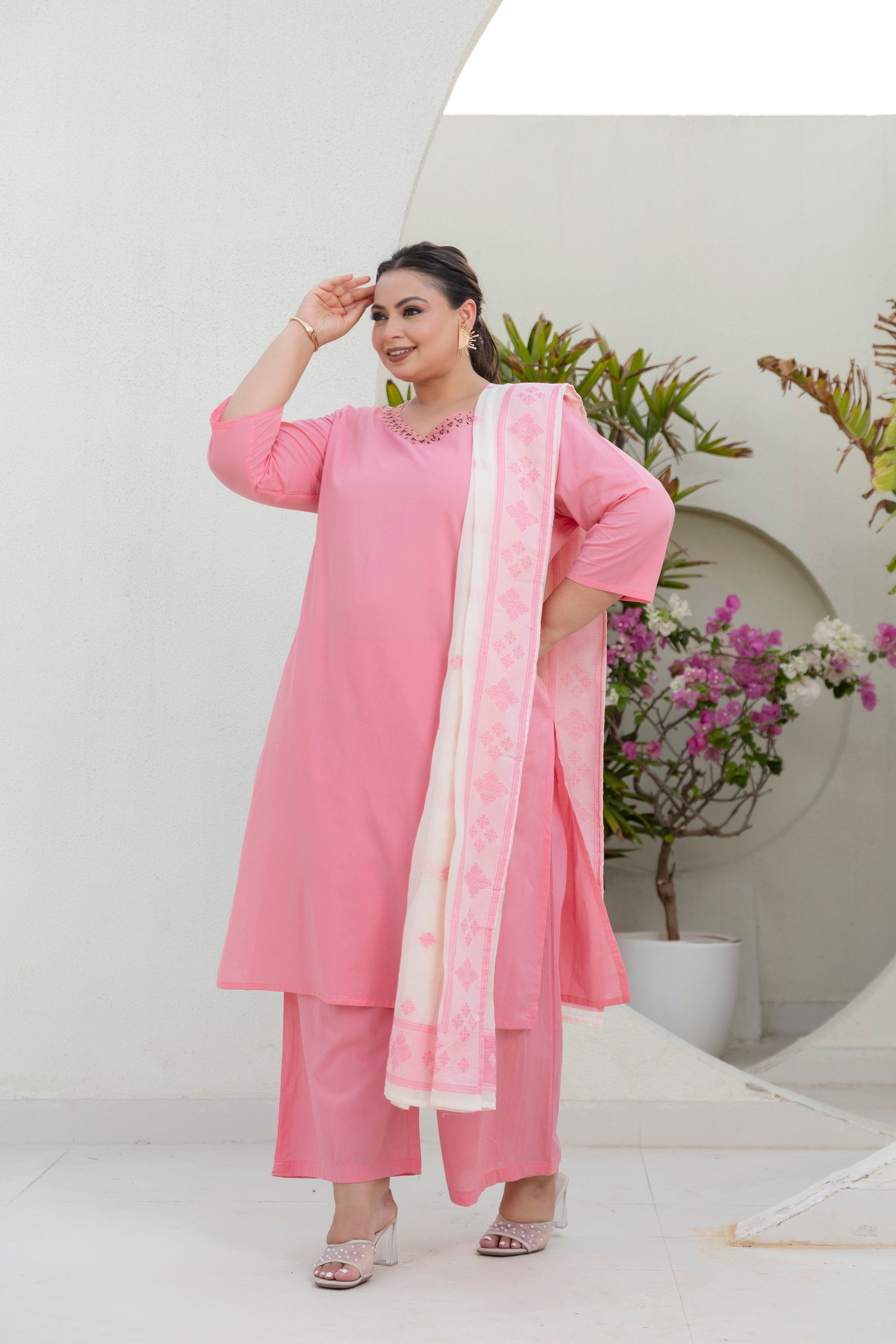 Baby Pink Blossom Kurta Set