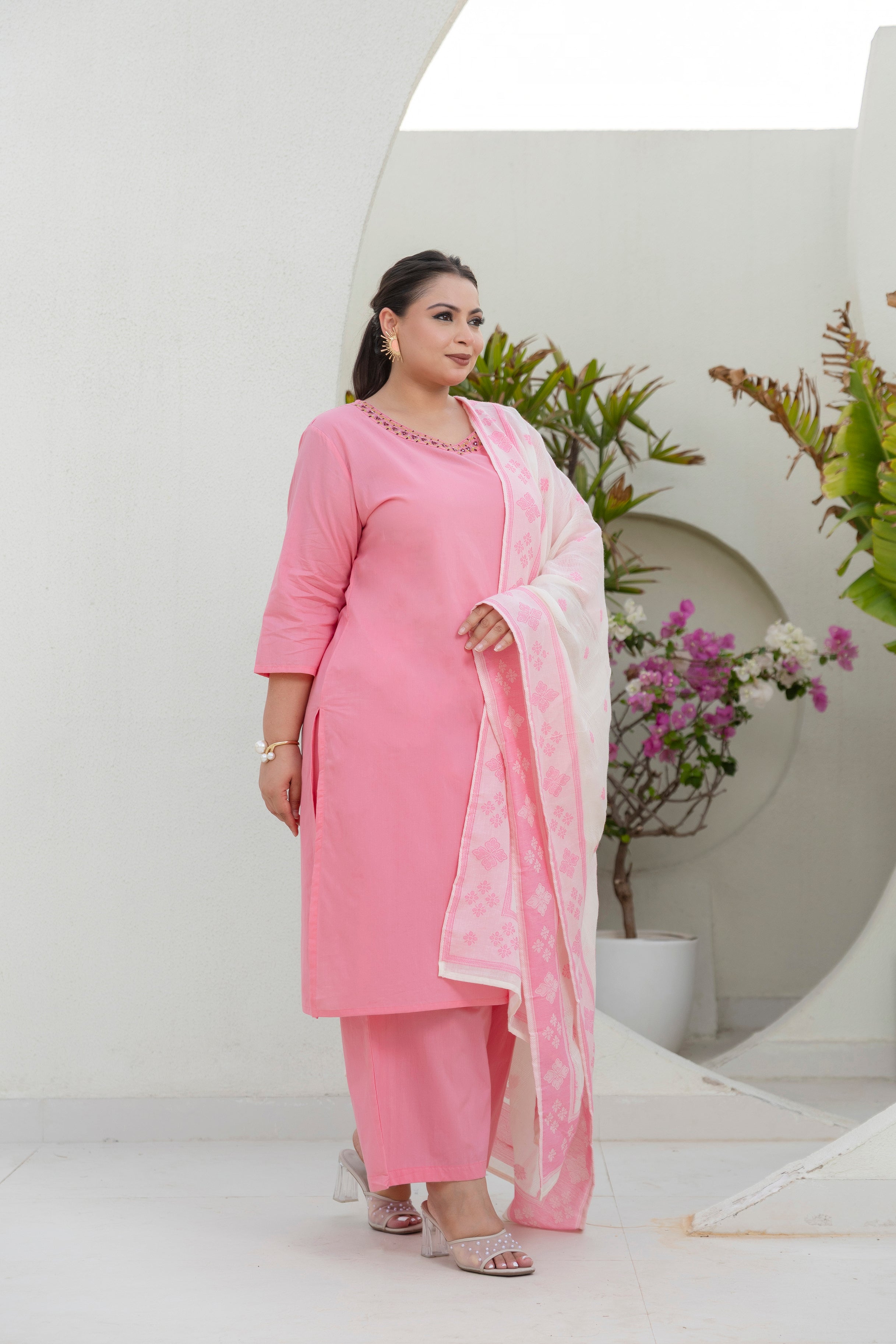 Baby Pink Blossom Kurta Set