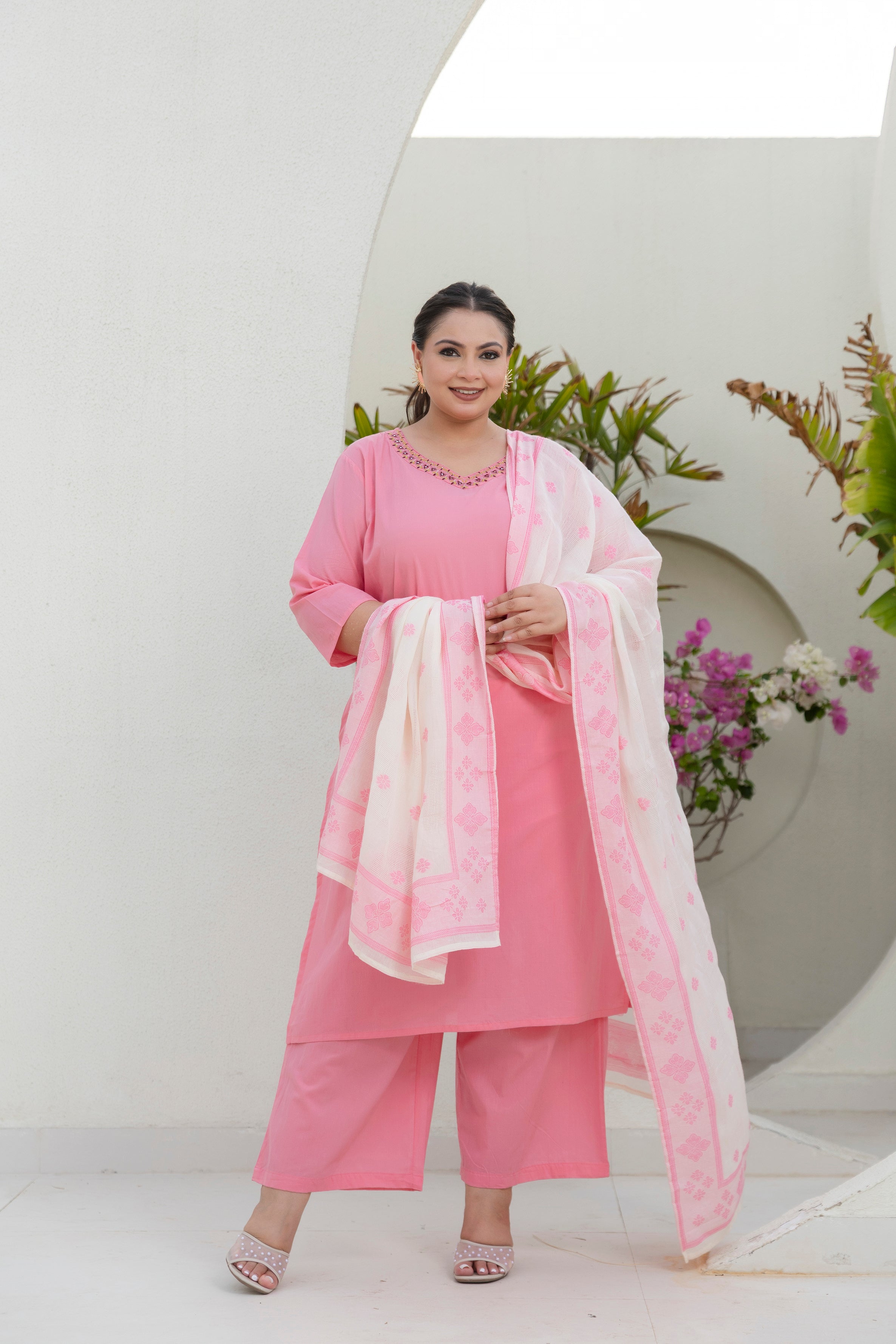 Baby Pink Blossom Kurta Set