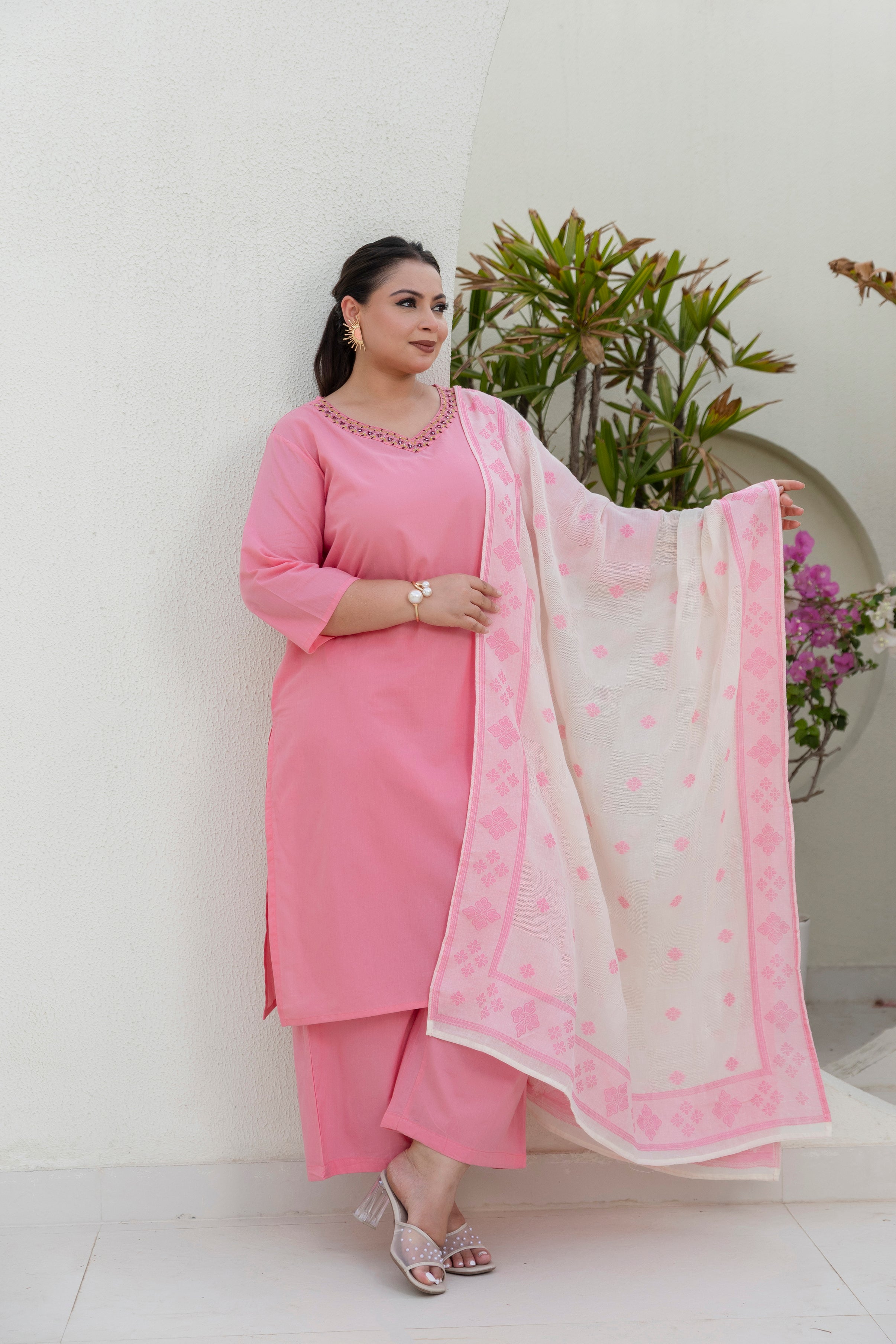 Baby Pink Blossom Kurta Set
