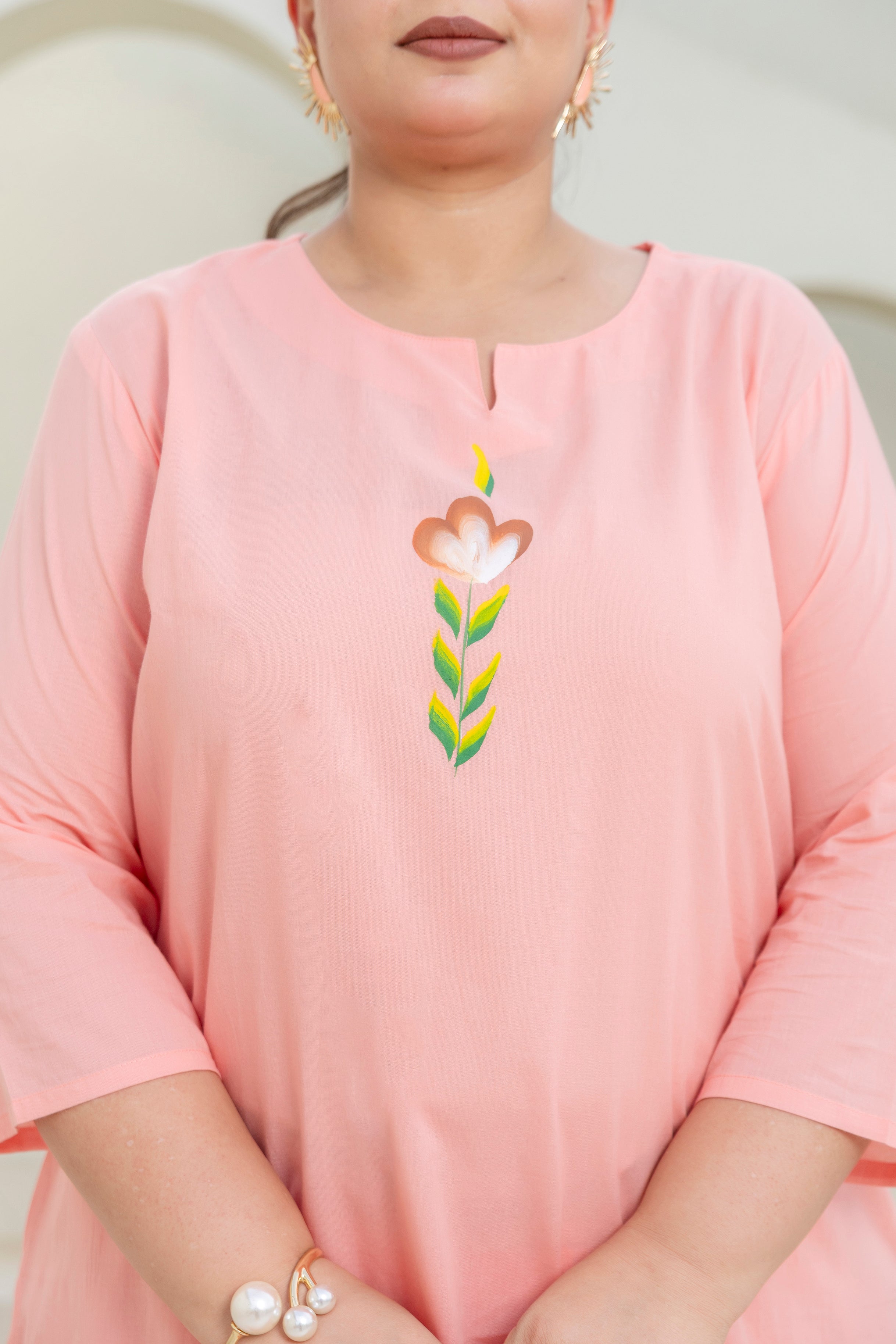 Brush Paint Pink Kurta Set with Dupatta