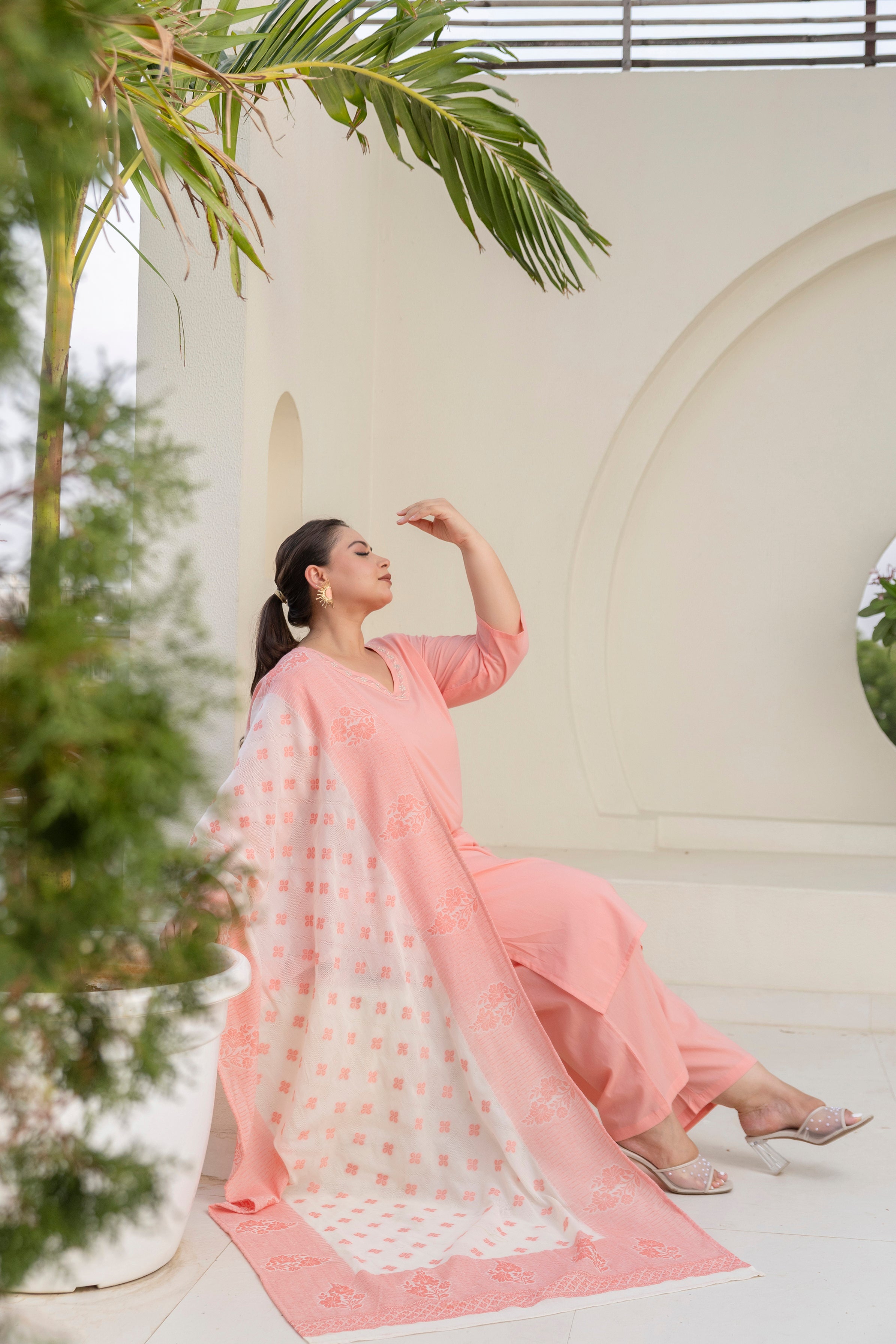 Dusty Pink Blossom Kurta Set