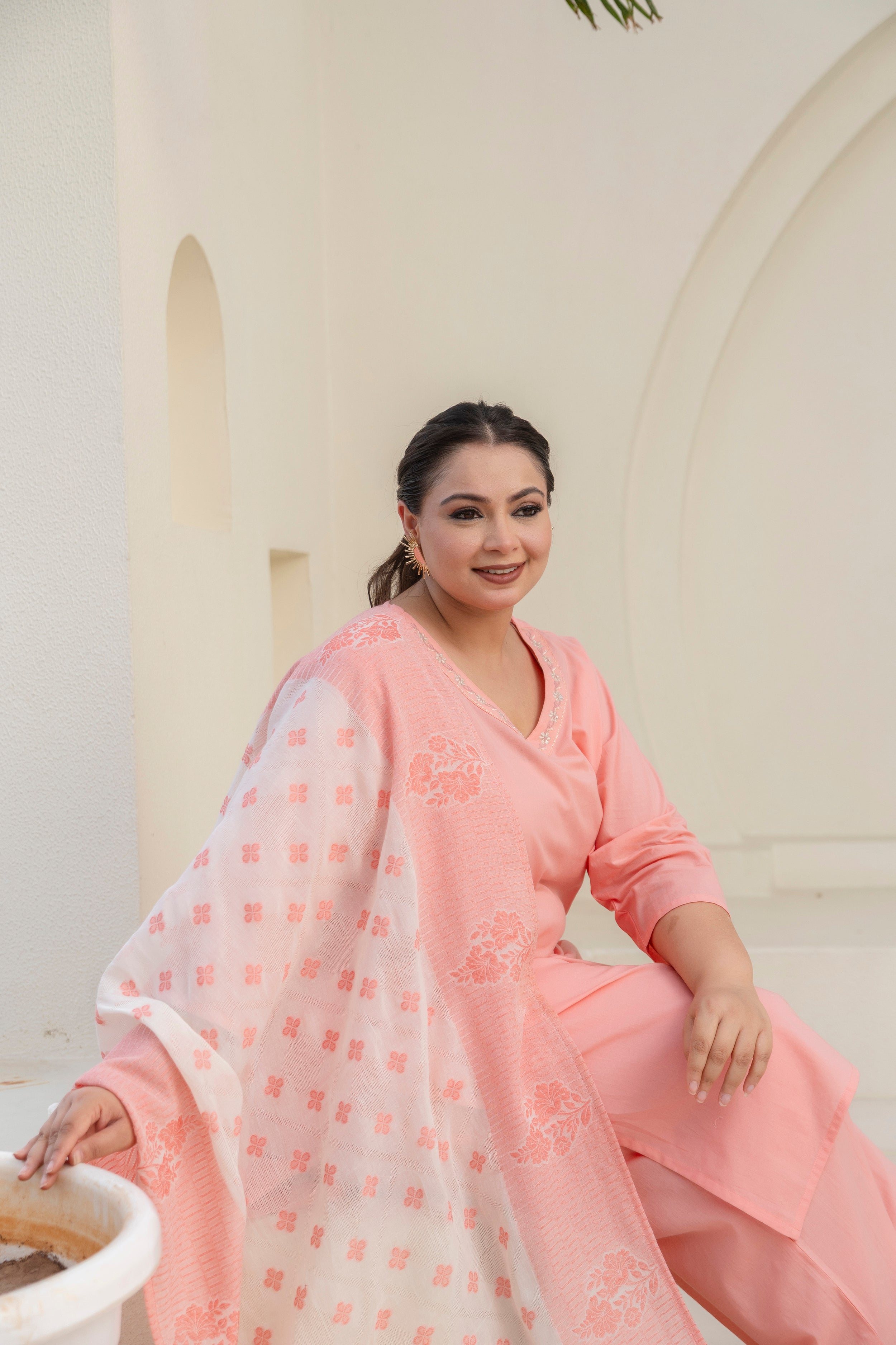 Dusty Pink Blossom Kurta Set