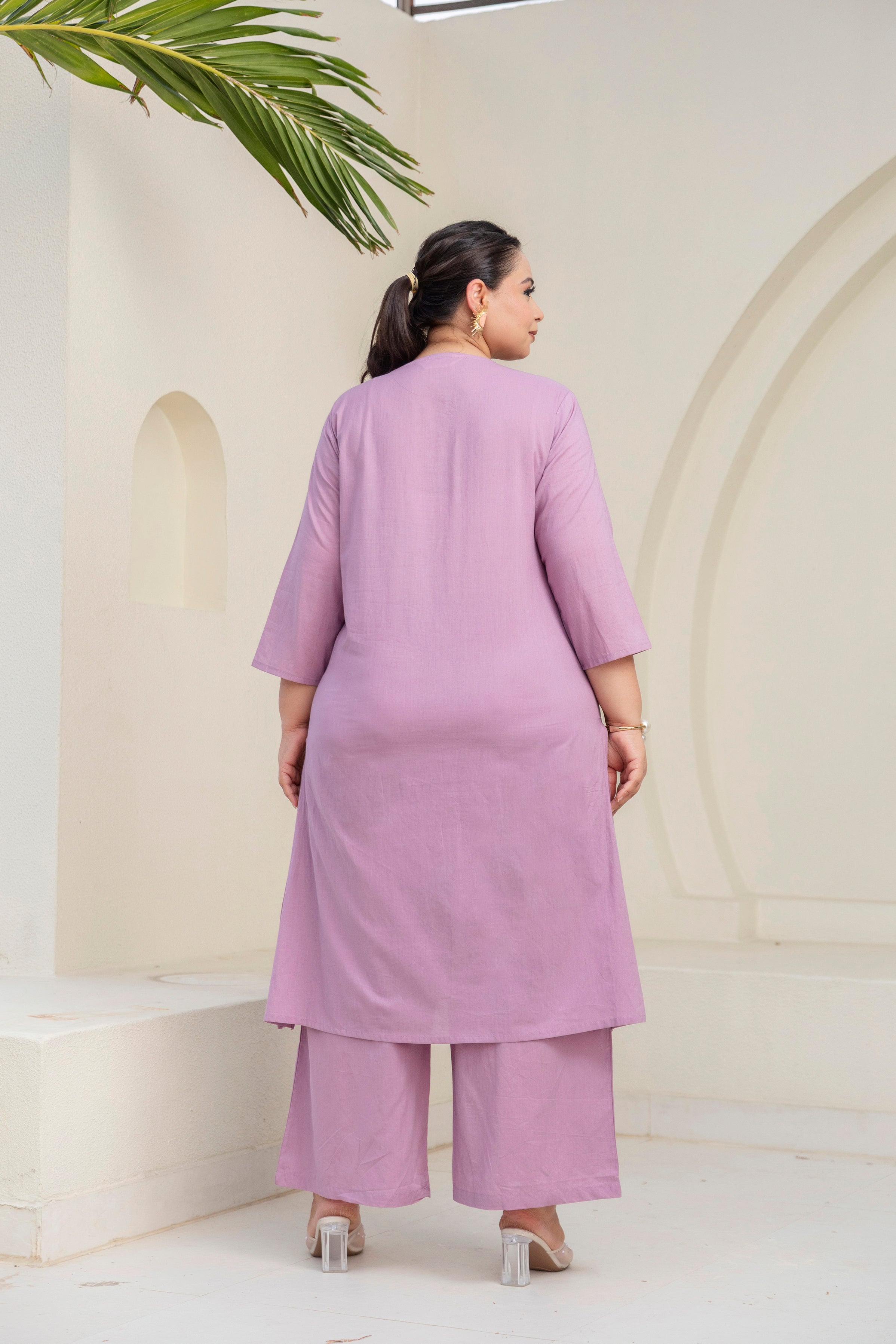 Brush Paint Lilac Kurta Set with Dupatta