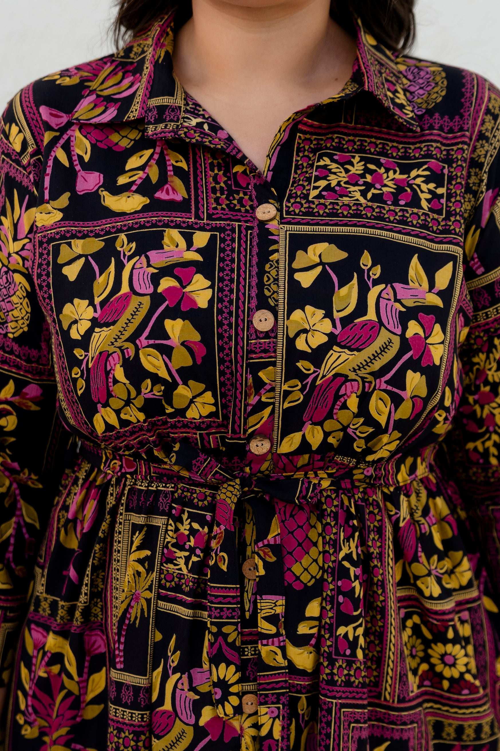 Deep Maroon Floral Plus Size Dress