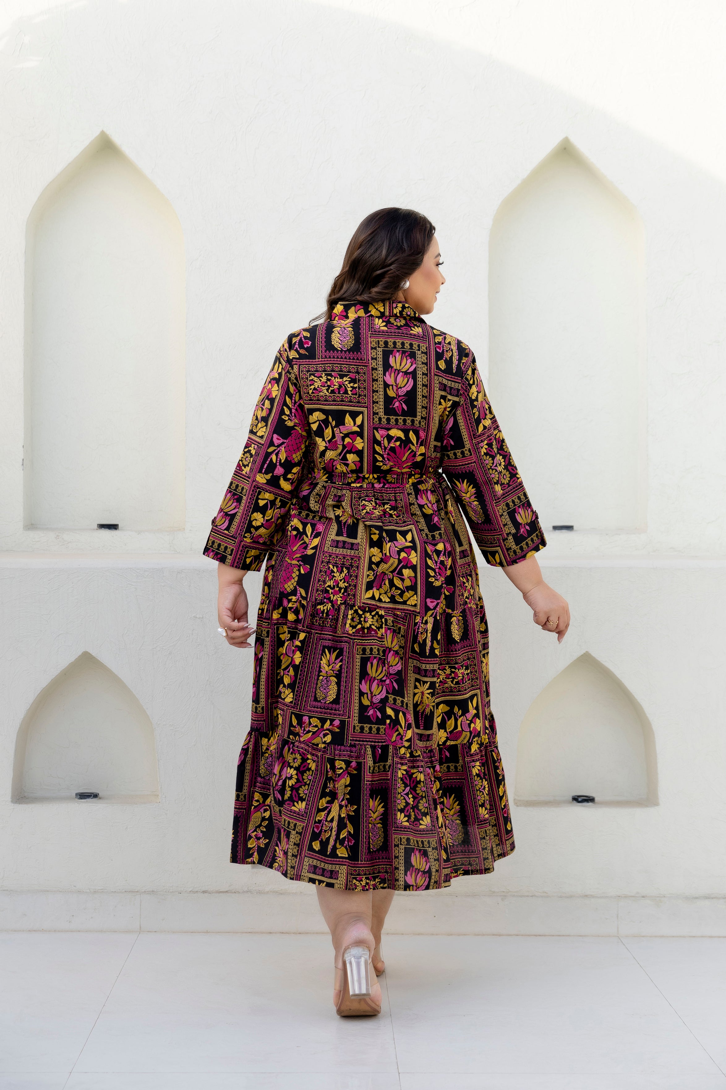 Deep Maroon Floral Plus Size Dress