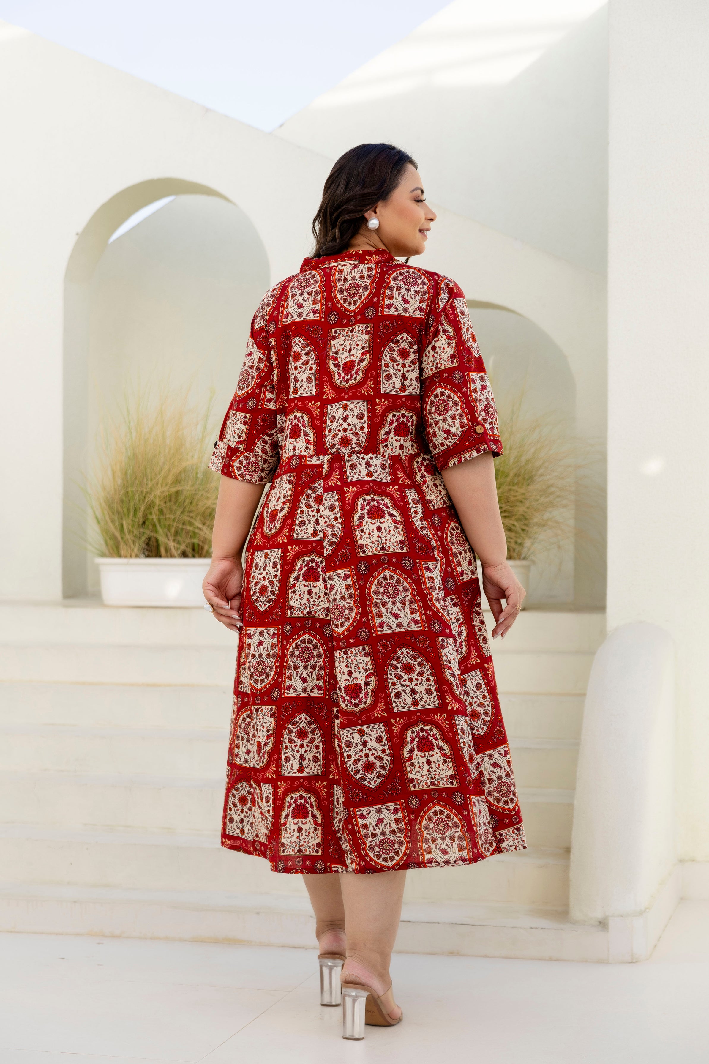 Wine Floral Plus Size Dress