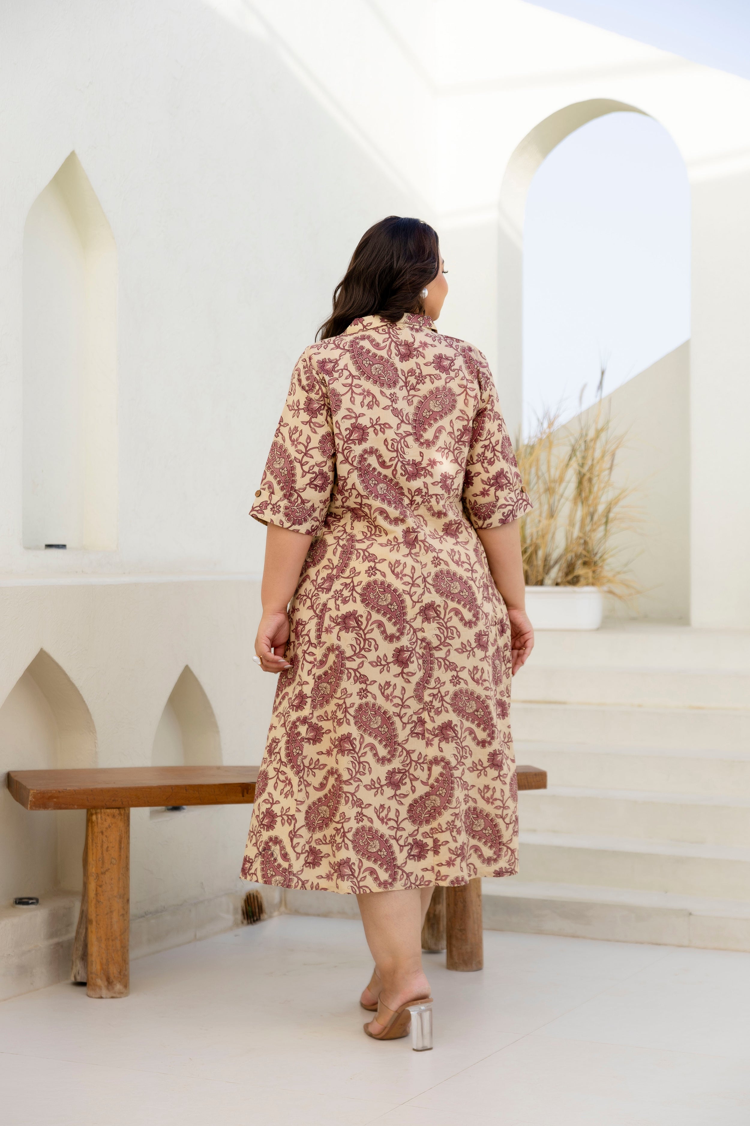 Taupe Floral Plus Size Dress