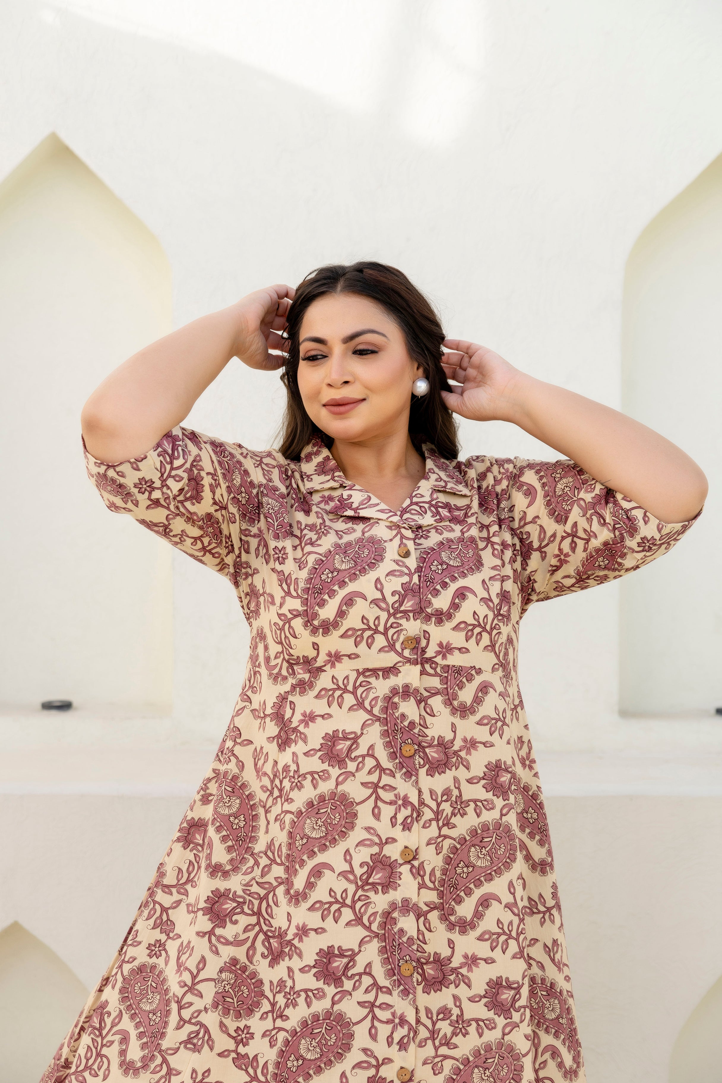 Taupe Floral Plus Size Dress