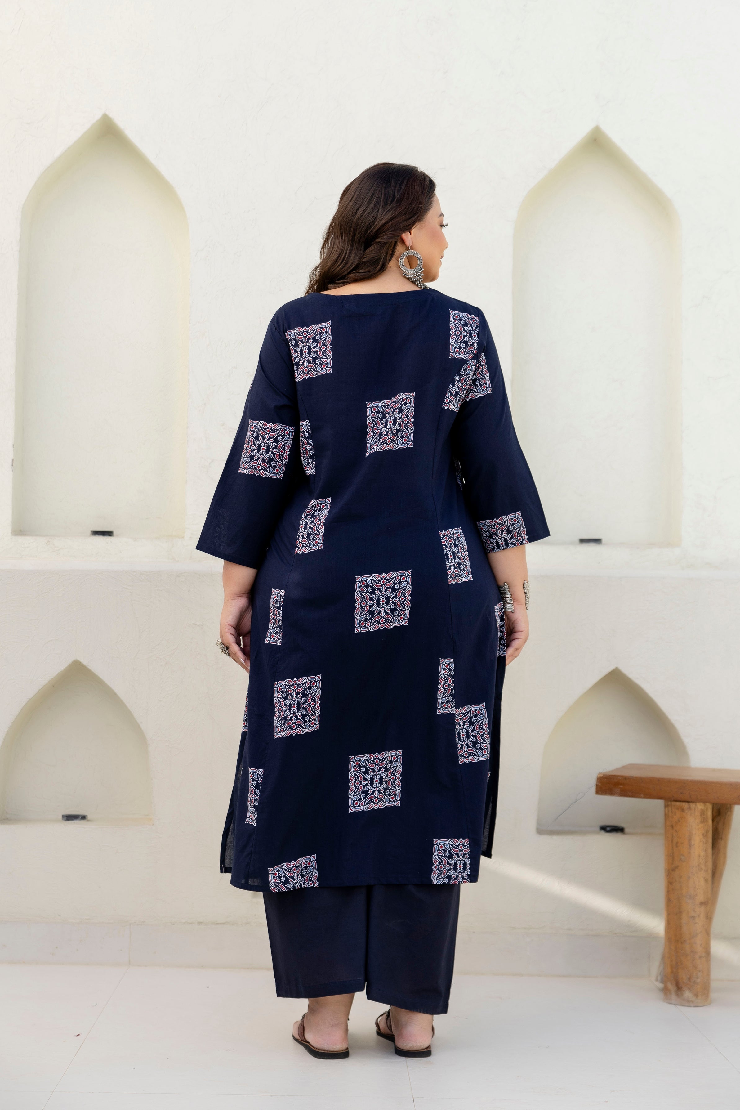 Black Floral Kurta Palazzo Set
