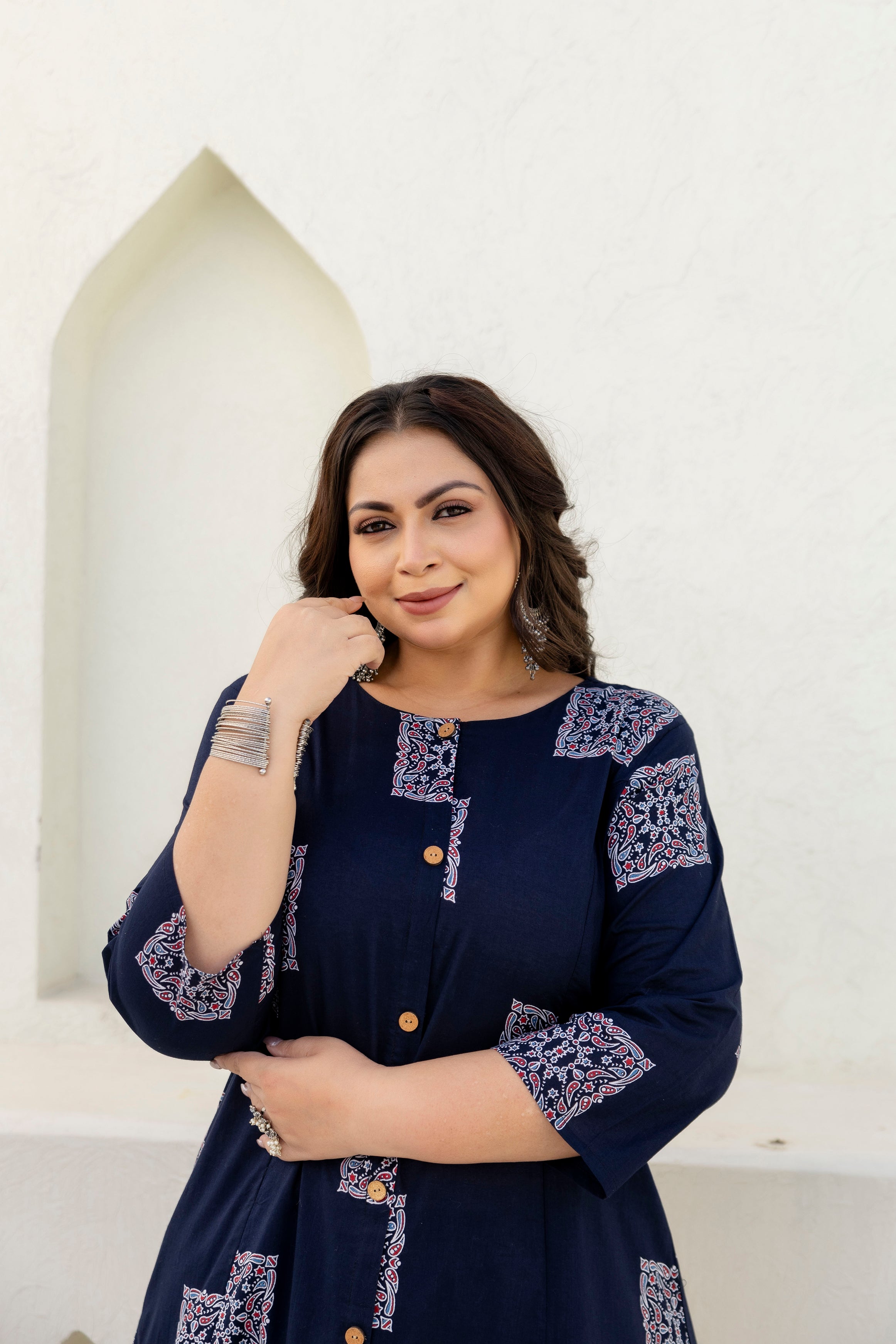 Black Floral Kurta Palazzo Set