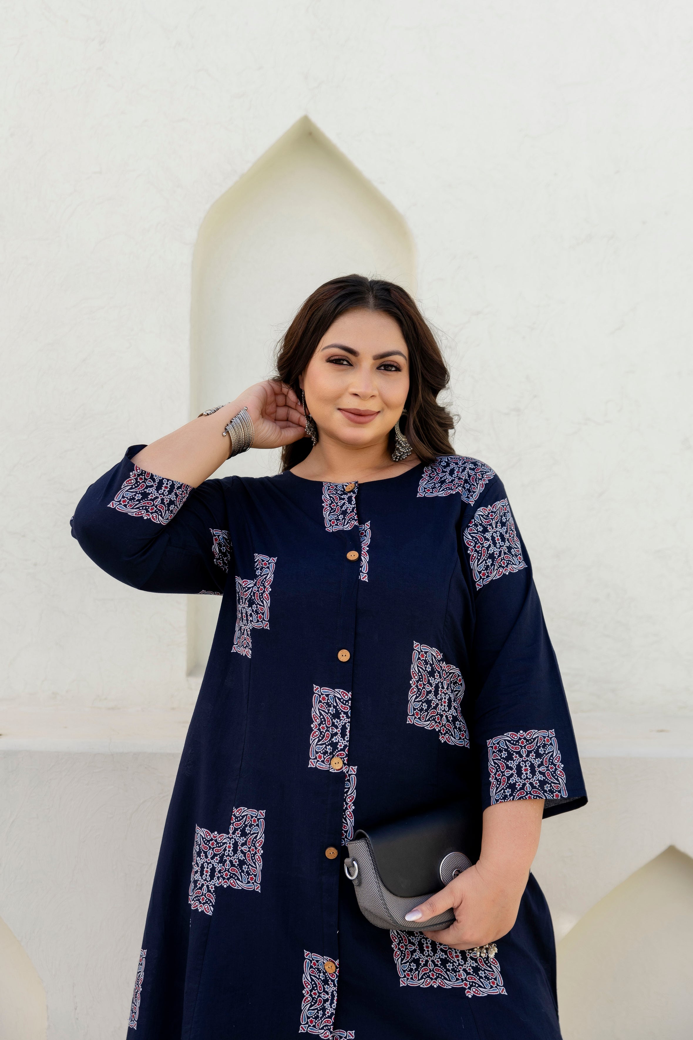 Black Floral Kurta Palazzo Set