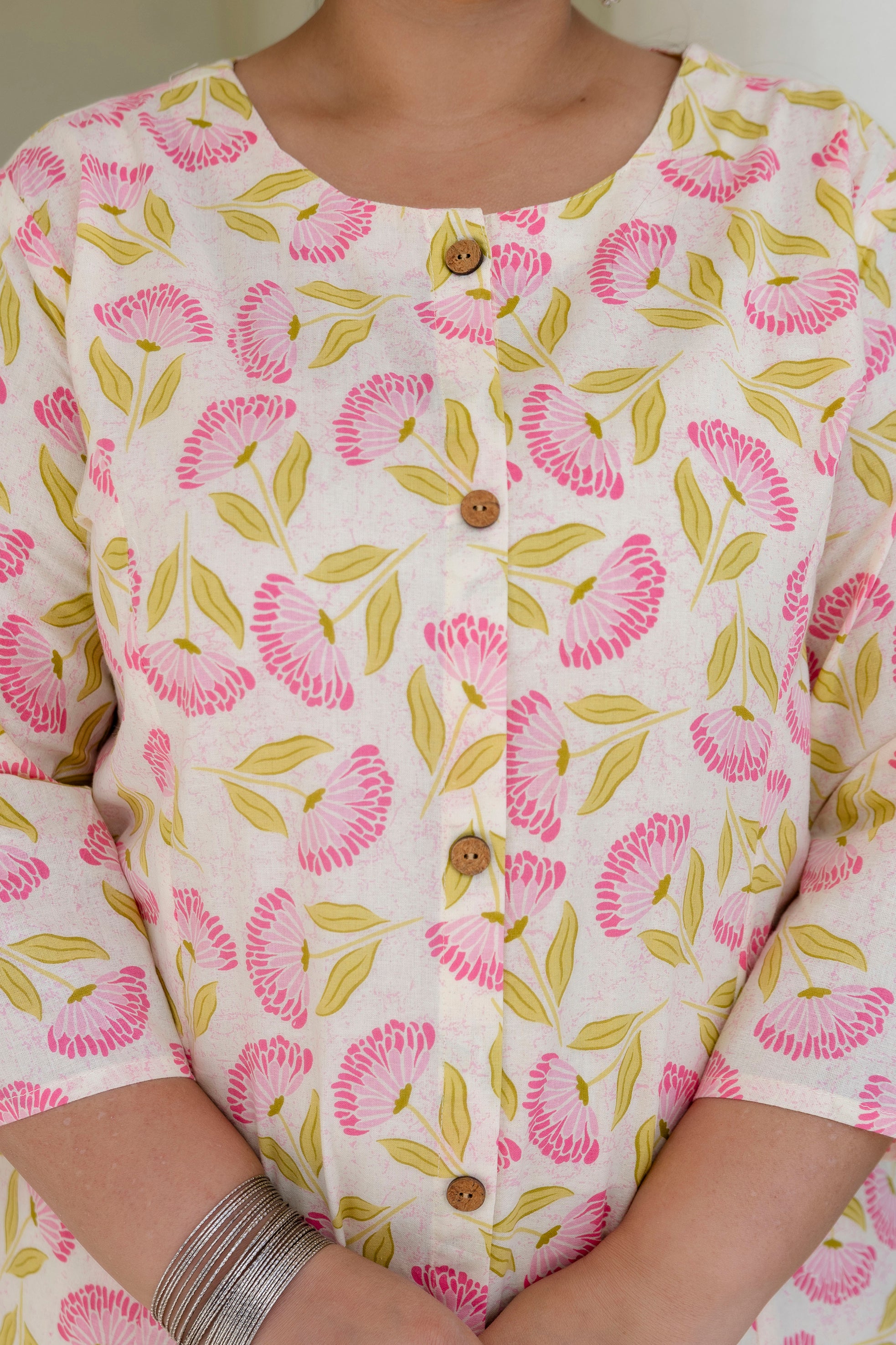 Blush Pink Floral Kurta Palazzo Set