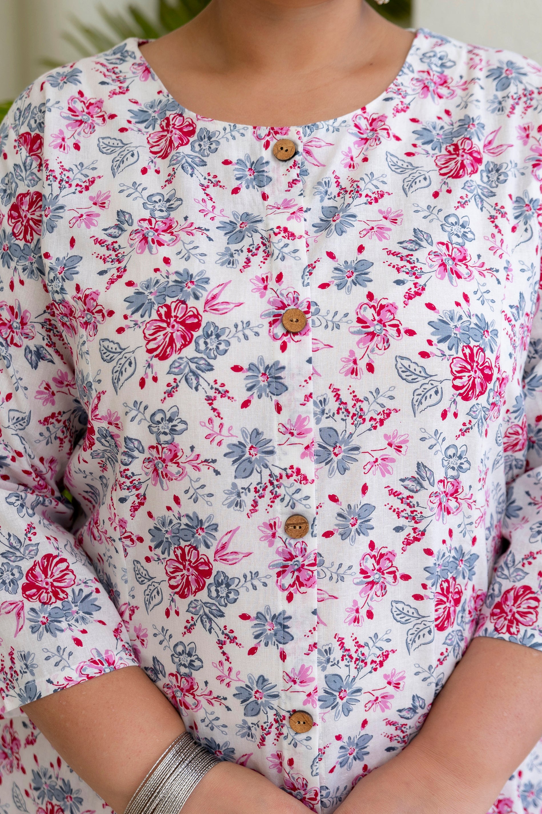 Mauve Pink Floral Kurta Palazzo Set