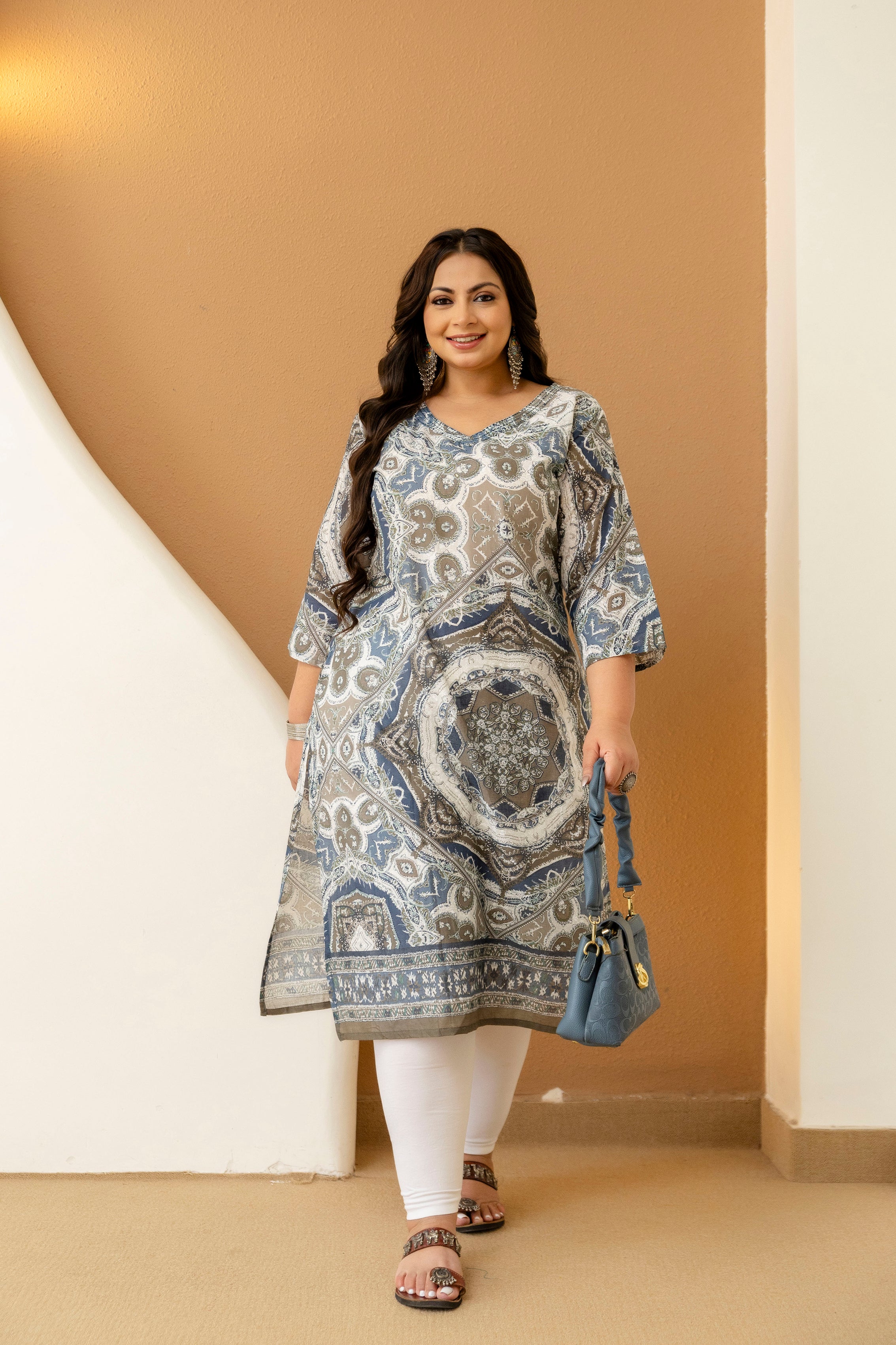 Mustard Floral Plus Size Kurti