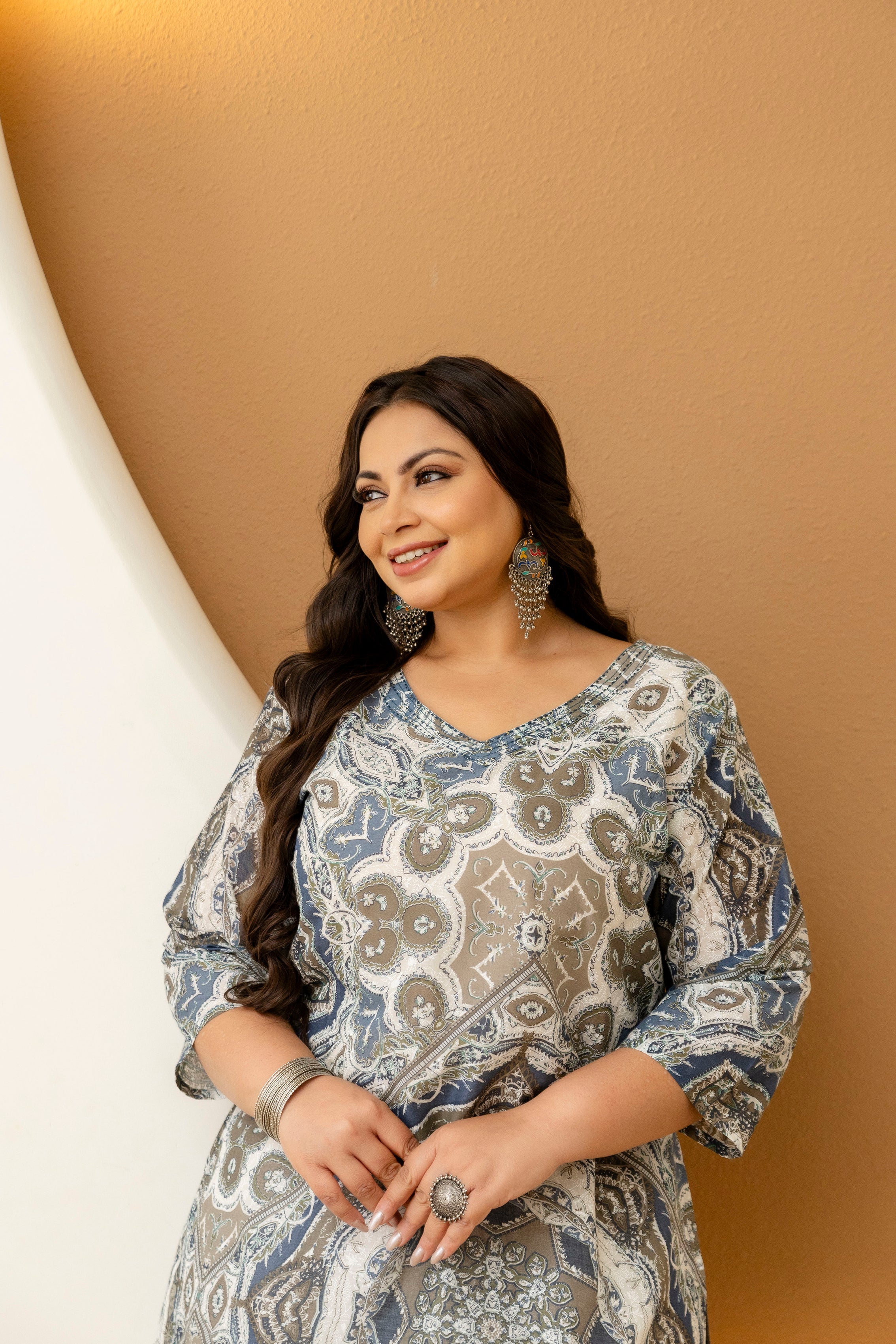 Mustard Floral Plus Size Kurti