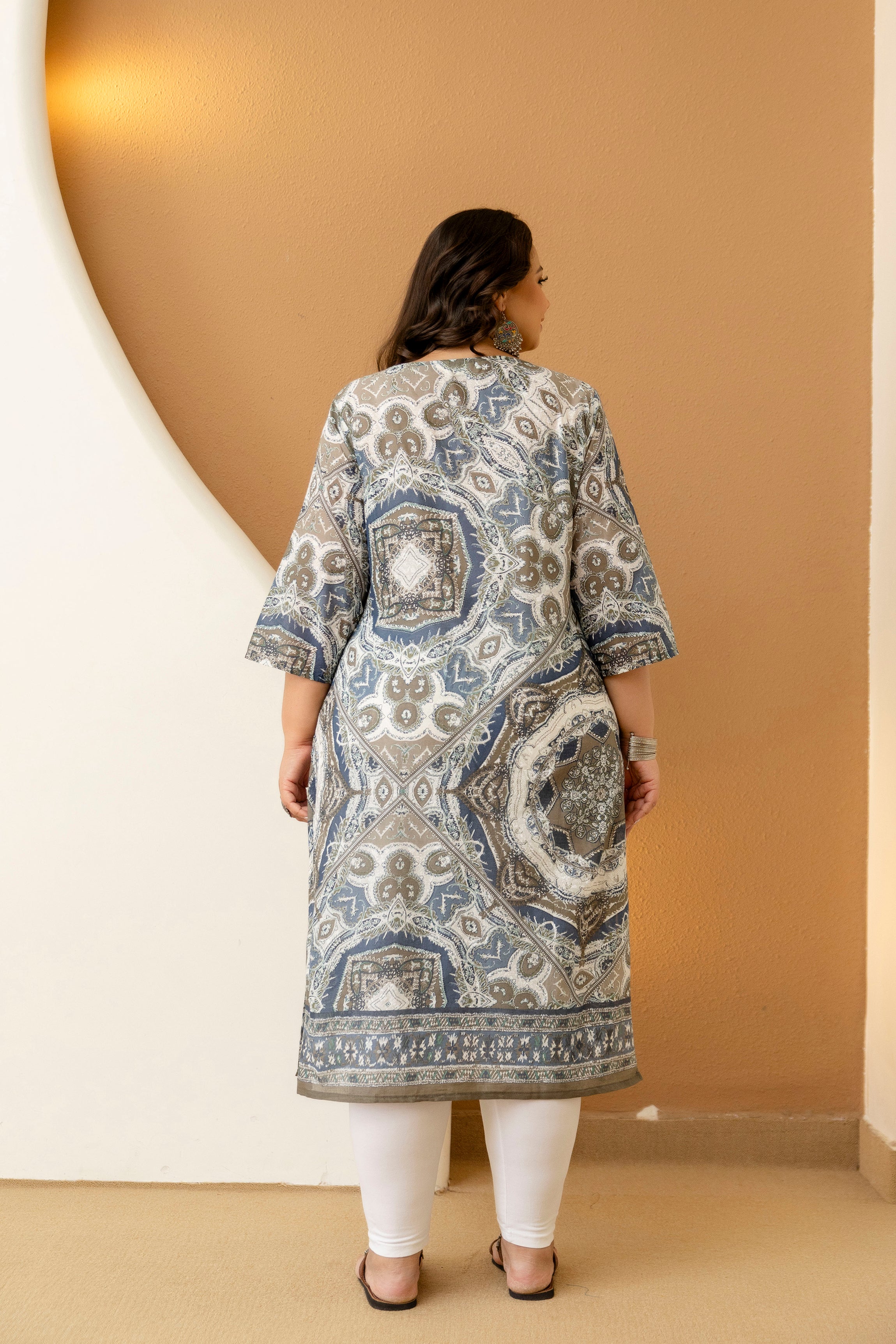 Mustard Floral Plus Size Kurti